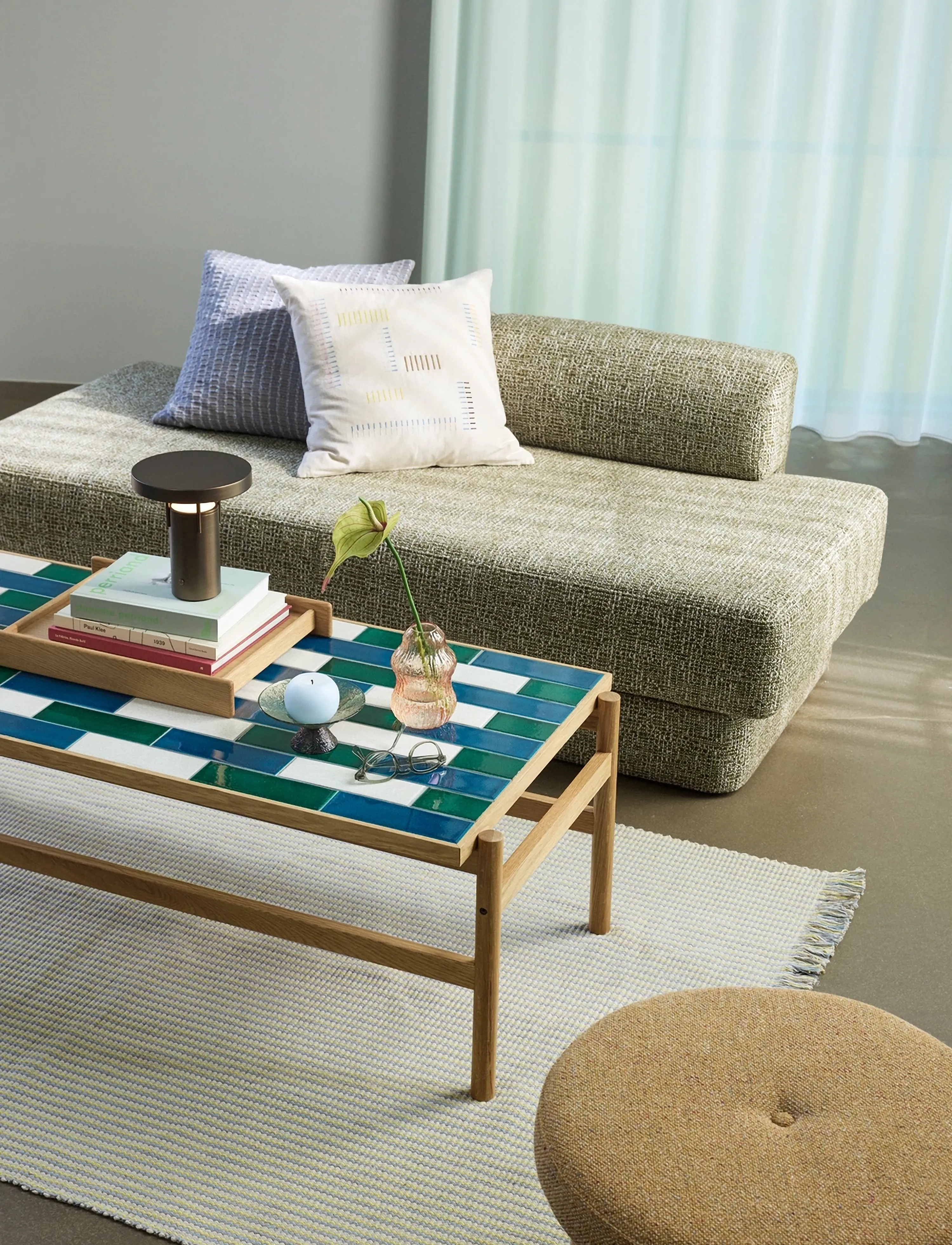 Hübsch Paza Sofa Light Green, 180X87X62 cm, Green, Furniture > Sofas, Unisex
