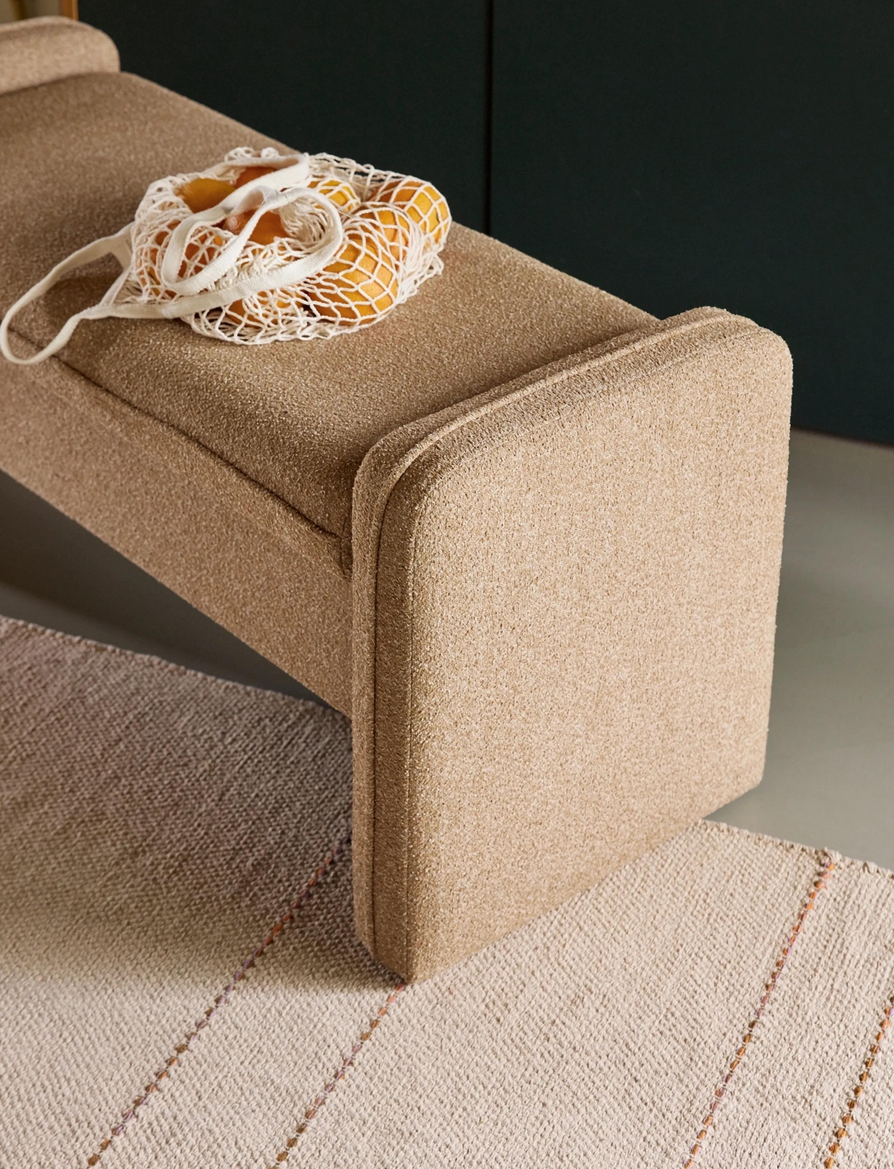 Hübsch Well Bench Sand, 100X38X42 cm, Chairs & Stools, Beige - Stools Benches, Homeware
