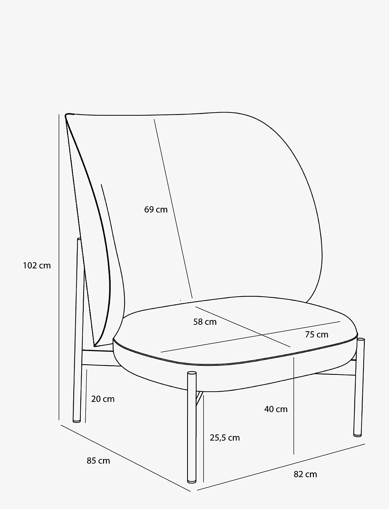 Hübsch - Area Lounge Chair Petrol - petrol - 4