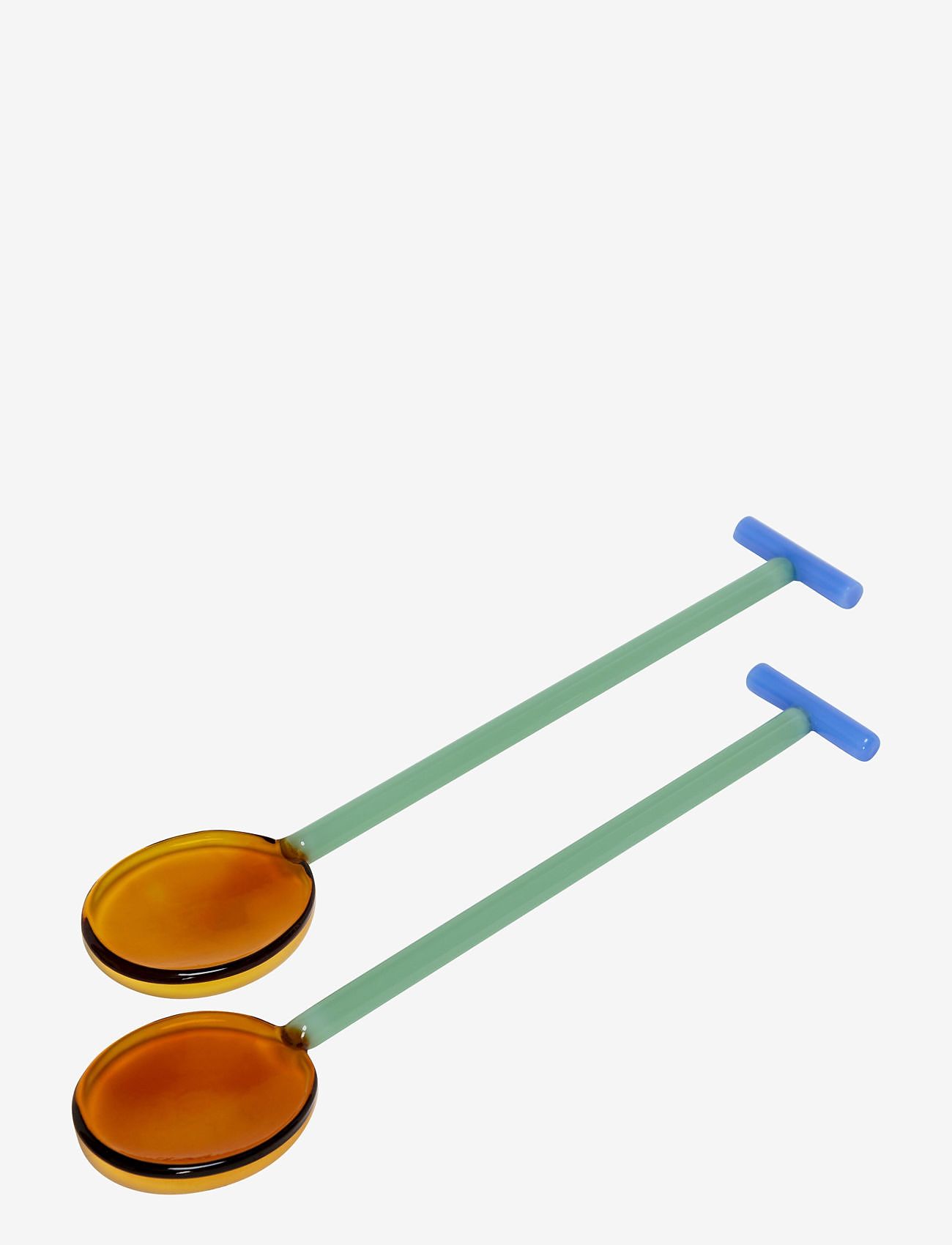 Hübsch - Crave Salad Servers - salaattiottimet - amber,blue,light green - 1