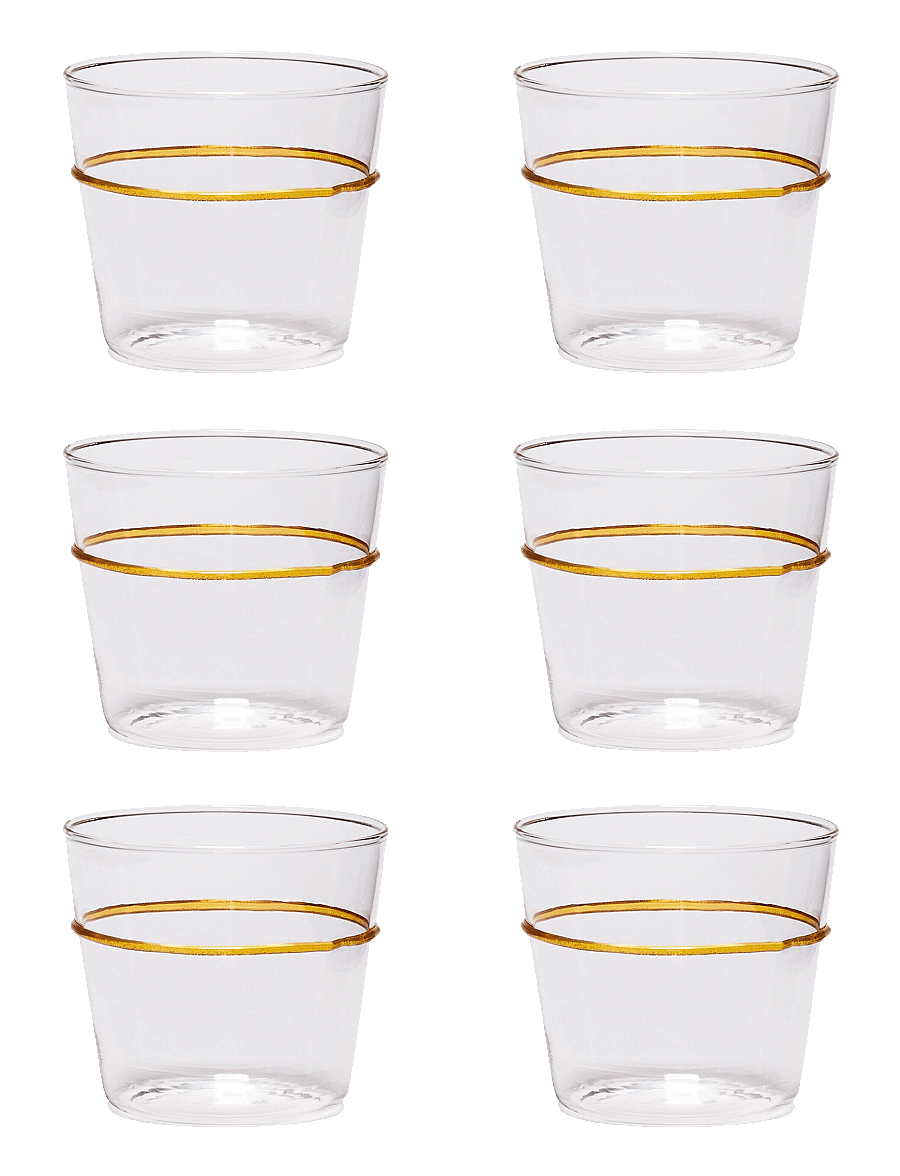 Hübsch - Orbit Drinking Glass - joogiklaasid - clear,yellow - 1
