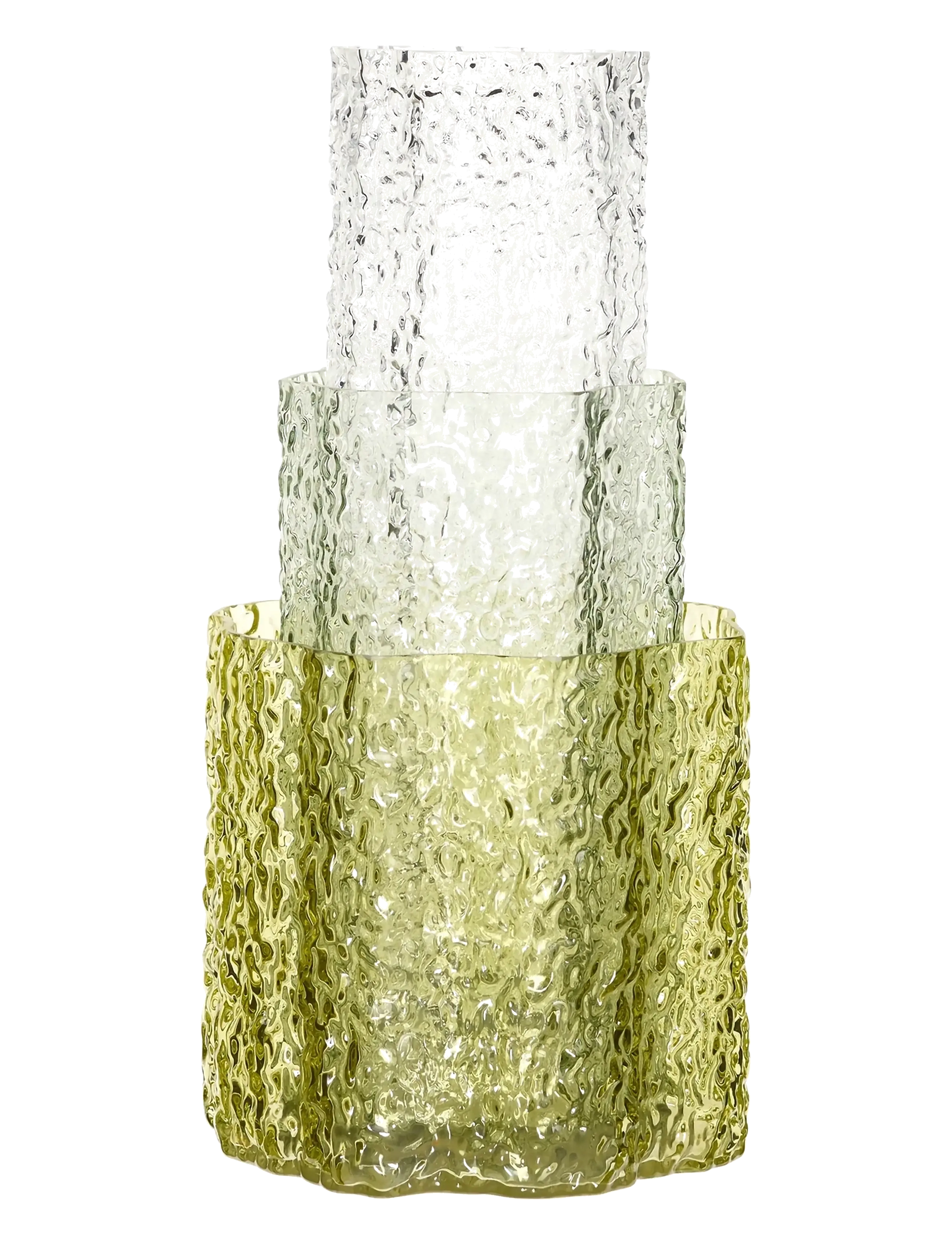 Hübsch Triple Vases Green/Clear (Set Of 3), Cylindervase, Grøn, Str: 21X20
