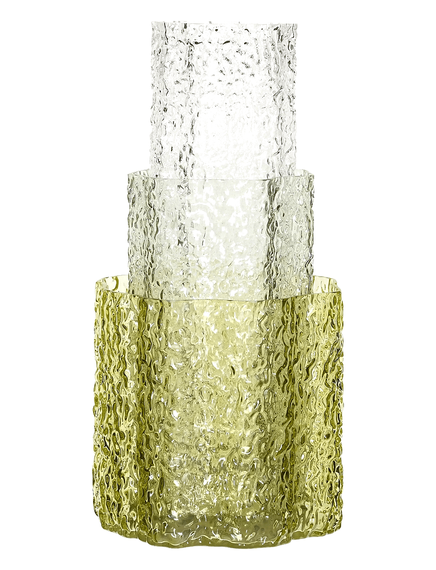 Hübsch - Triple Vases Green/Clear (set of 3) - vasen - clear,dark green,green,light green - 1