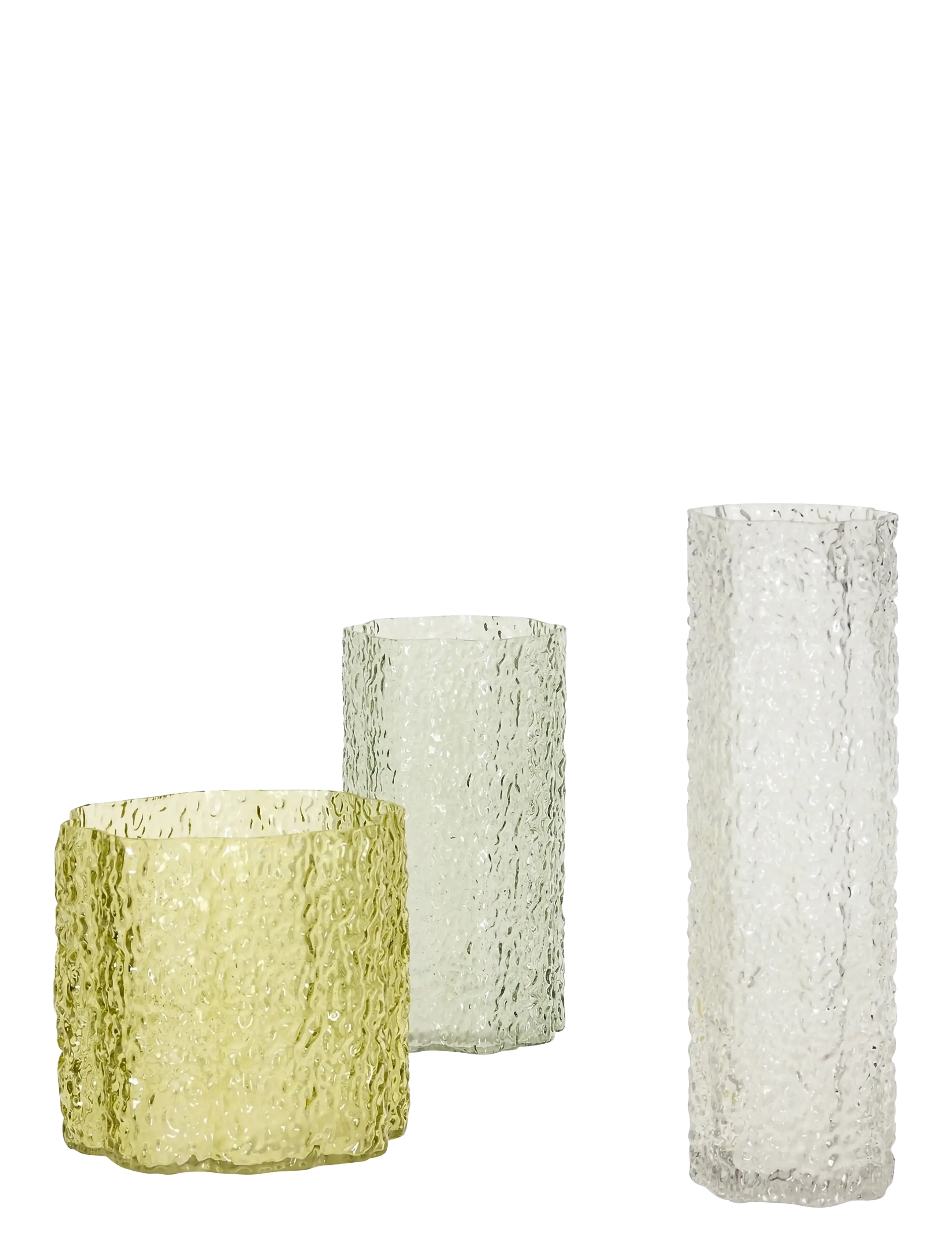 Hübsch - Triple Vases Green/Clear (set of 3) - vasen - clear,dark green,green,light green - 2