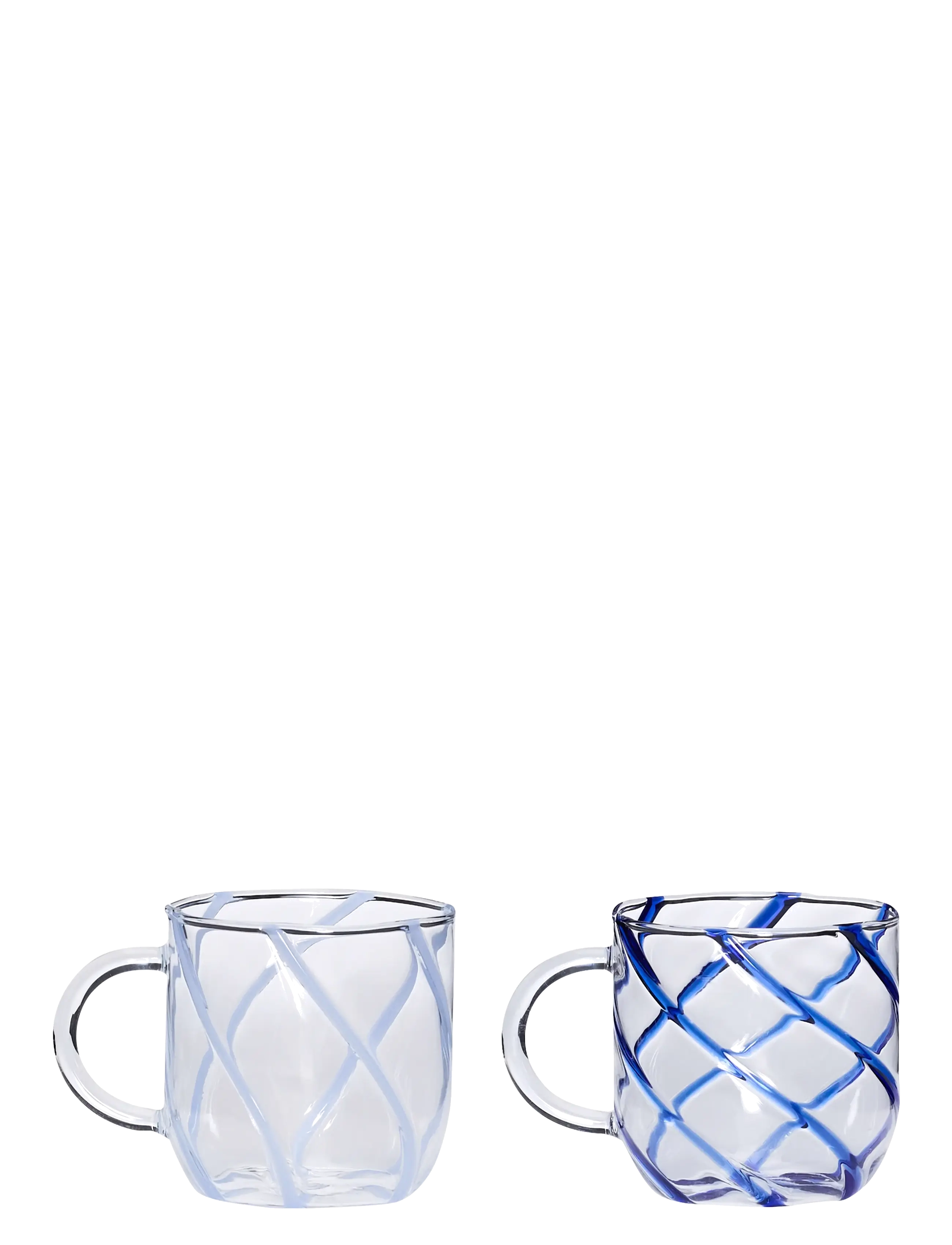 Hübsch Kiosk Glass Mugs Swirl Blue (set of 2) - Gifts - BLUE / blue