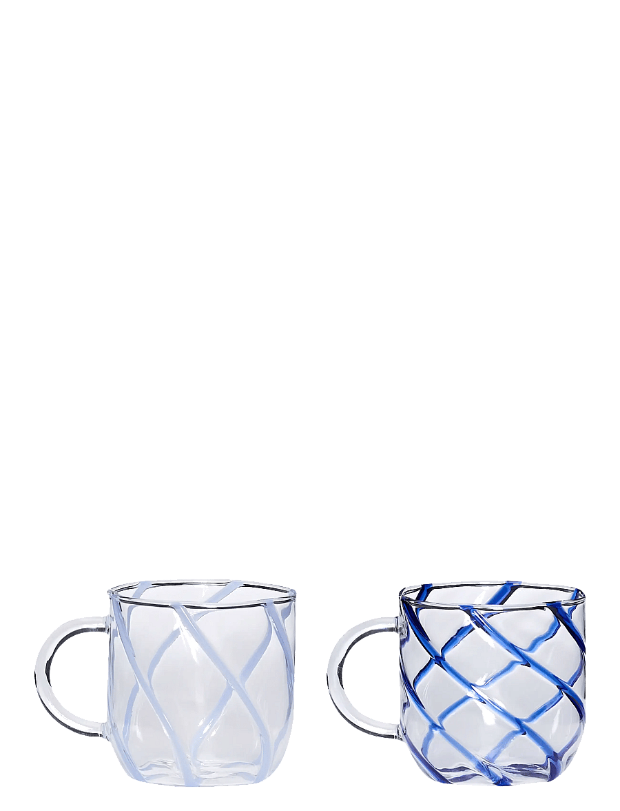 Hübsch - Kiosk Glass Mugs Swirl Blue (set of 2) - blue - 1