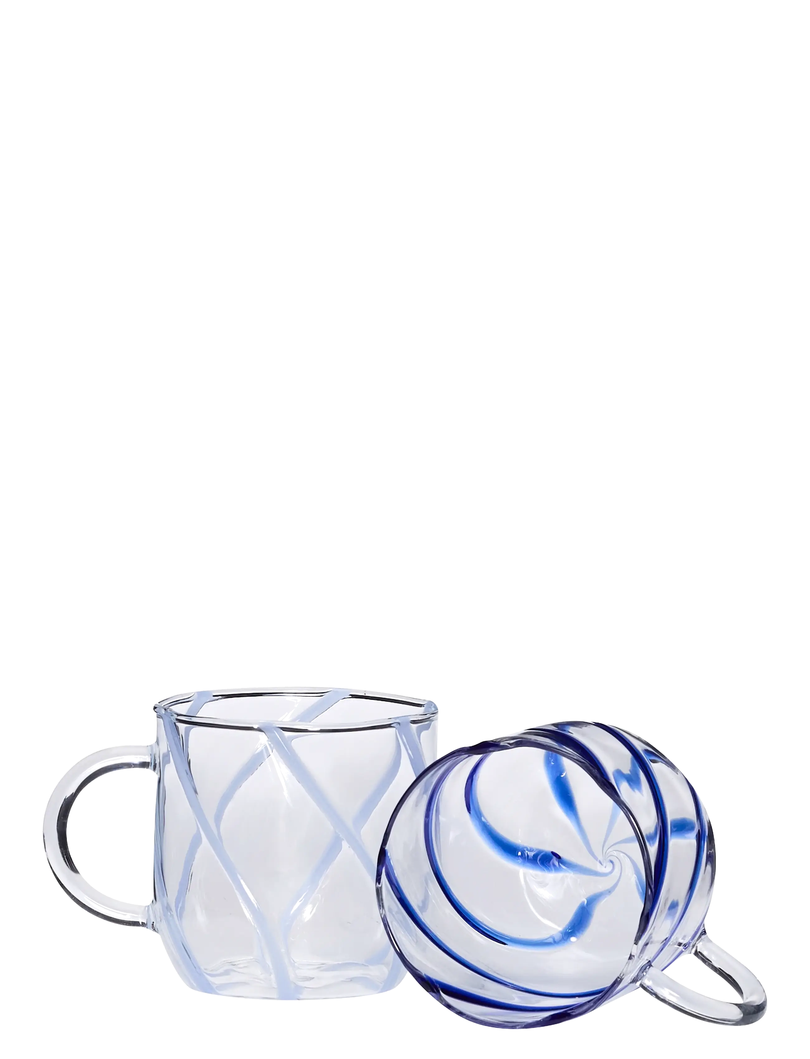 Hübsch - Kiosk Glass Mugs Swirl Blue (set of 2) - blue - 2