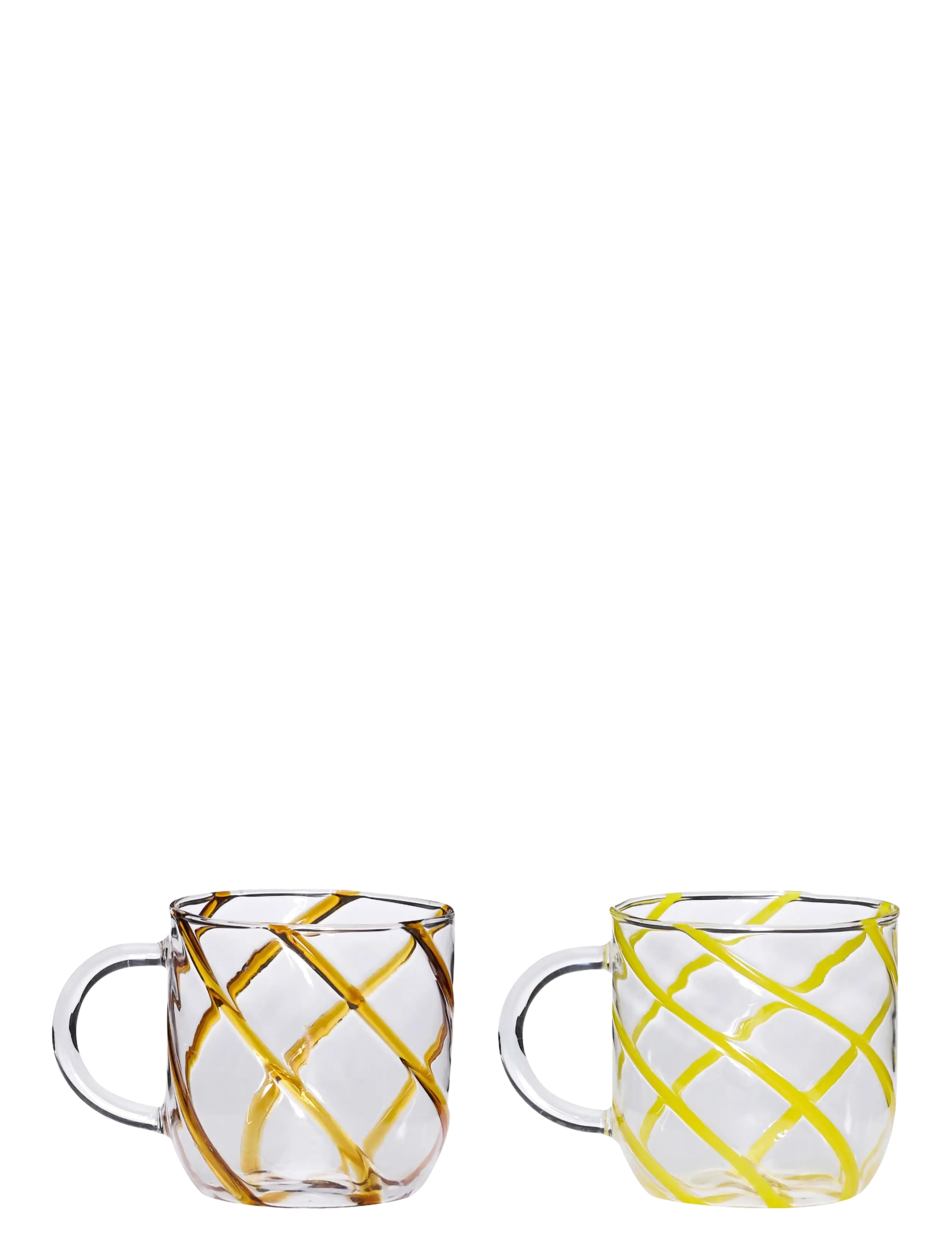Hübsch Kiosk Glass Mugs Swirl Yellow (set of 2) - Gifts - AMBER / orange