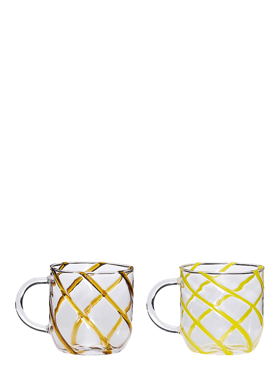 Hübsch - Kiosk Glass Mugs Swirl Yellow (set of 2) - amber - 1