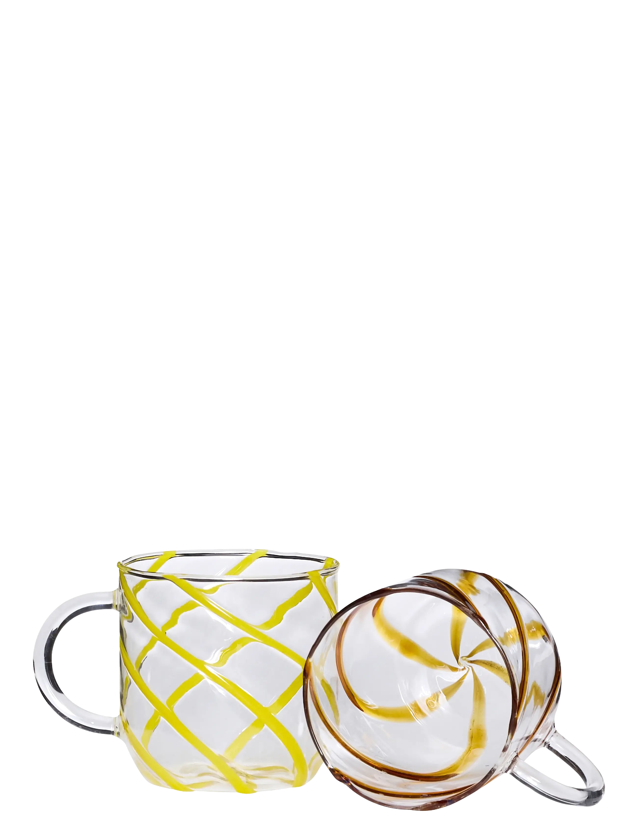 Hübsch - Kiosk Glass Mugs Swirl Yellow (set of 2) - amber - 2