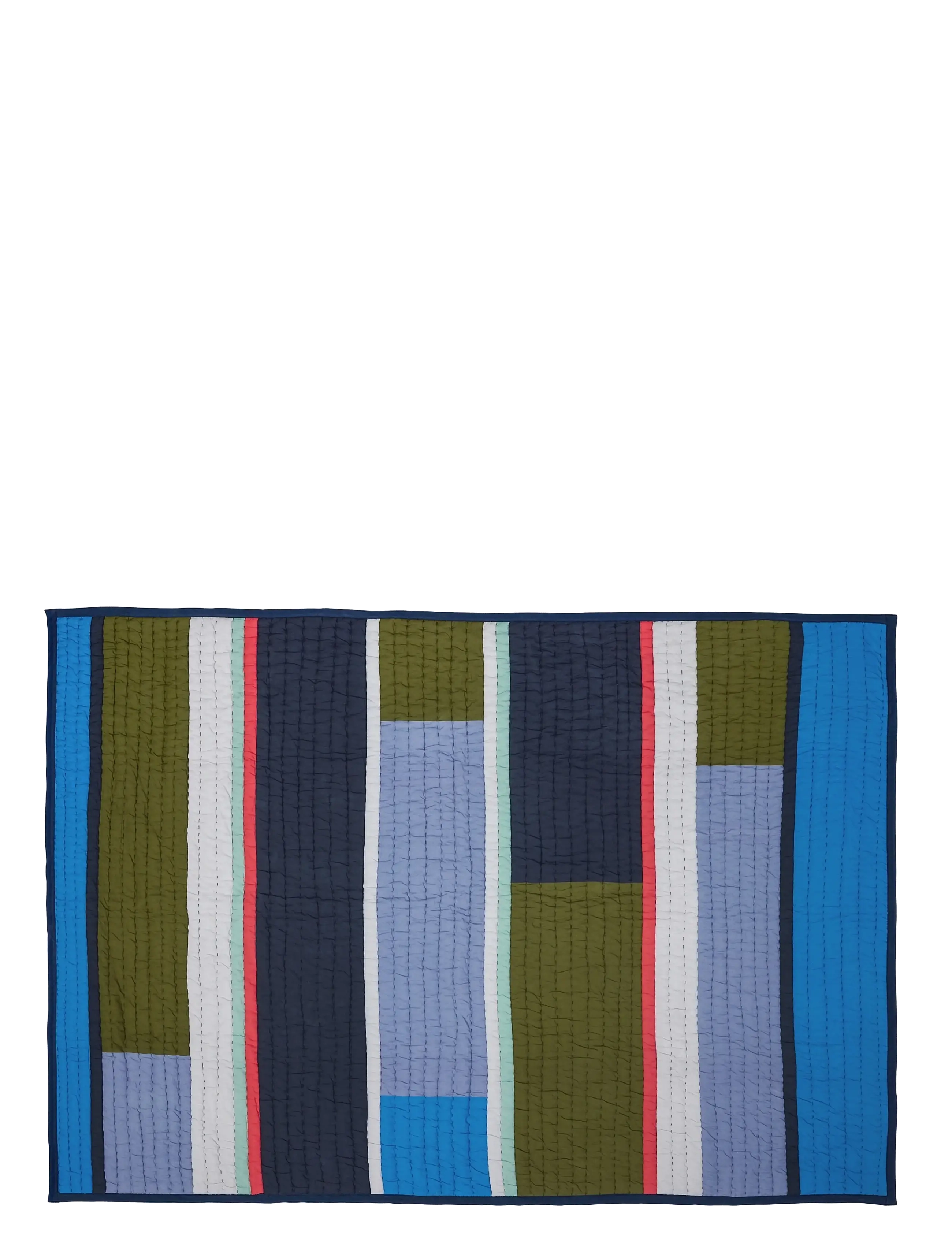 Hübsch Pavilion Plaid Block Blue/Multicolour - Textilien - BLUE,DARK GREEN / navy