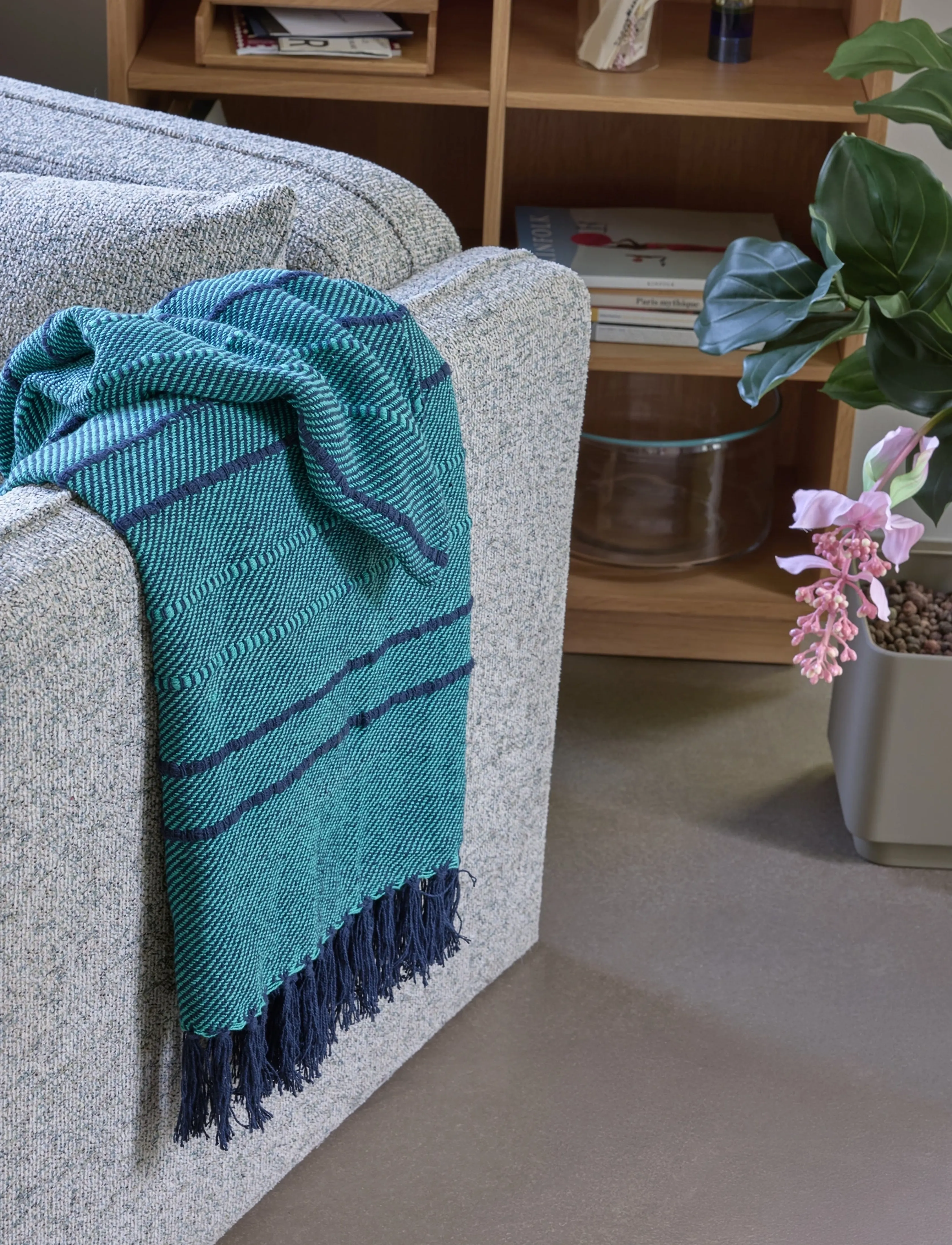 Hübsch Tap Plaid Green, 140X200 cm, Cushions & Blankets, Grün - Blankets Throws, Homeware