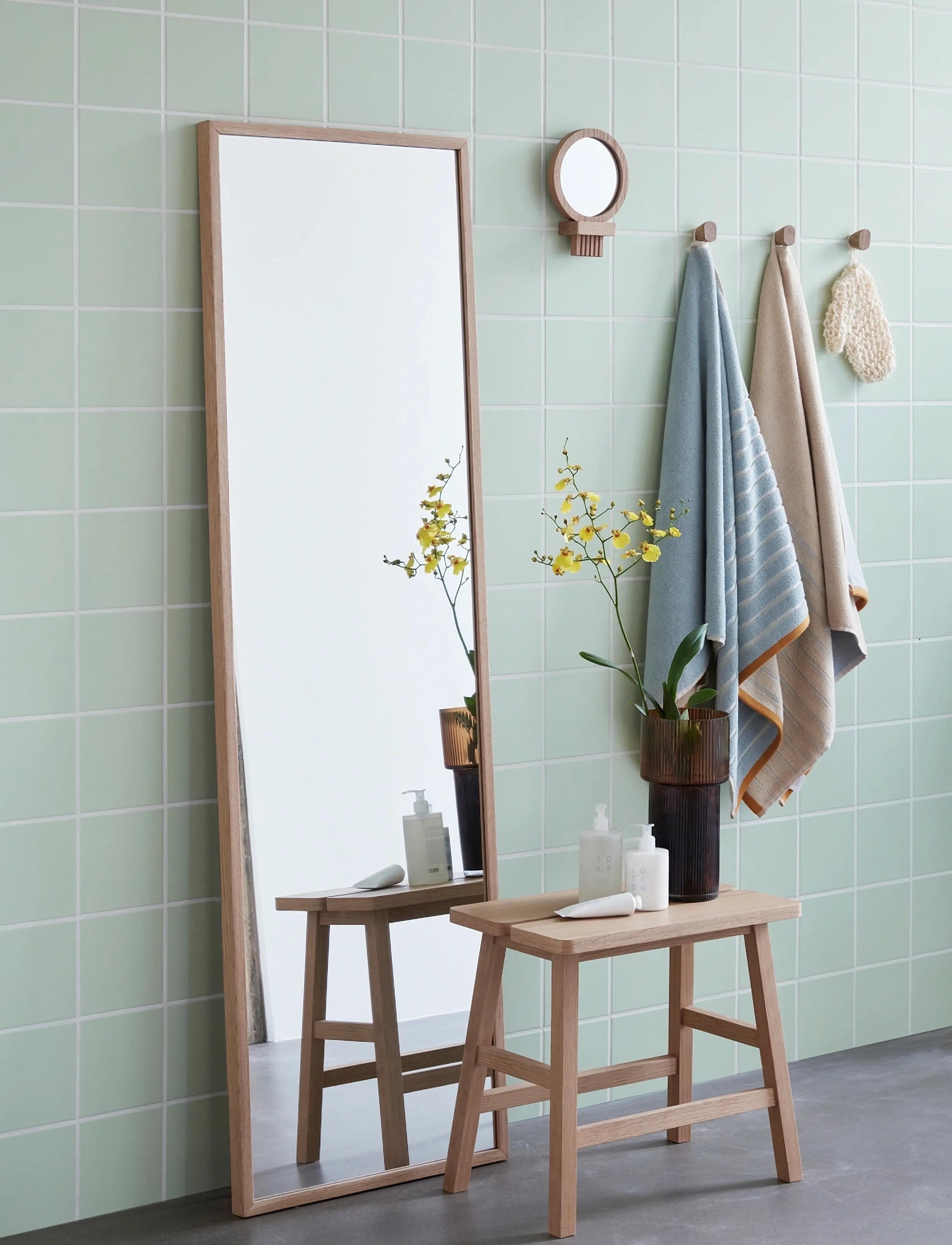 Hübsch Glimpse Floor Mirror Natural, One Size, Beige, Spejle > Gulvspejle, Unisex