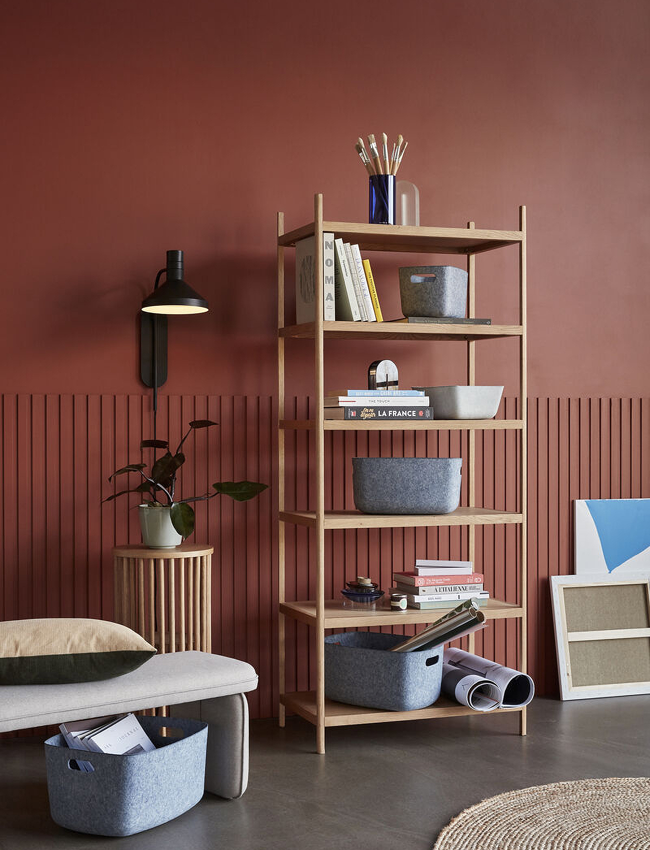 Hübsch Library Shelf Unit Large Natural, 80X45XH190 cm, Beige, Møbler > Hylder, Unisex
