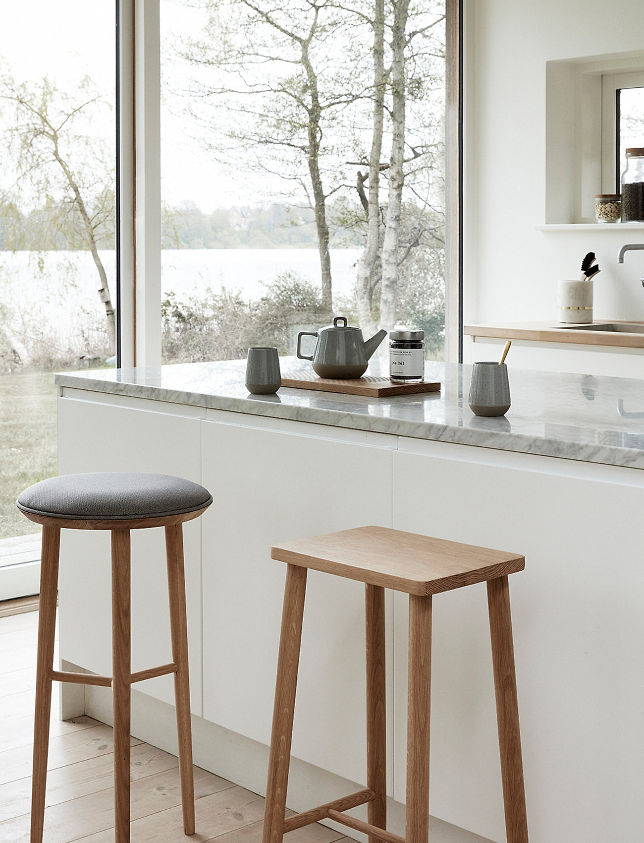 Hübsch Folk Barstol, 35X25XH72 cm, Furniture, Beige - Chairs & Stools, Homeware