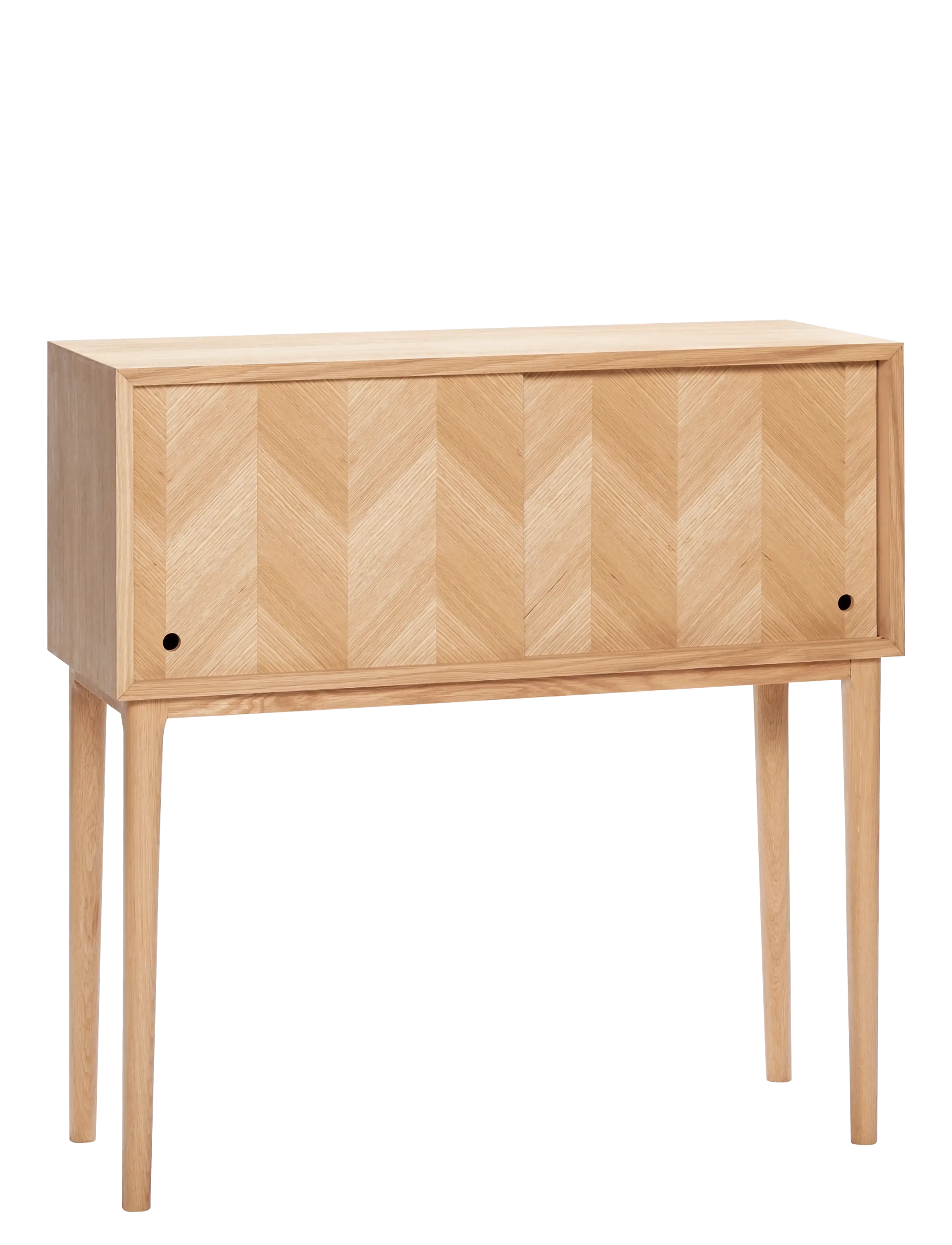 Hübsch Herringbone Console Table Sliding Doors Natural, Cabinet, Beige, Str: 90X35X90CM
