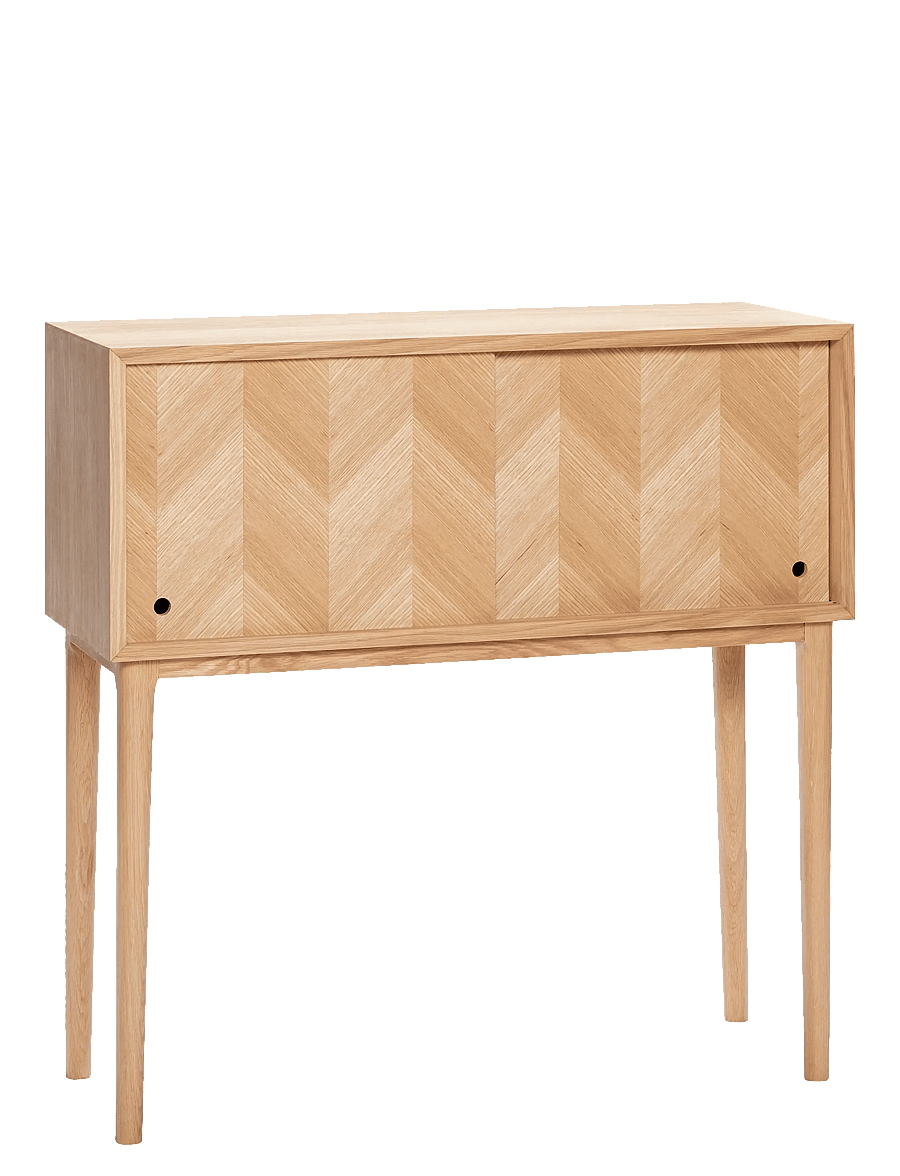 Hübsch - Herringbone Console Table Sliding Doors Natural - natural - 1