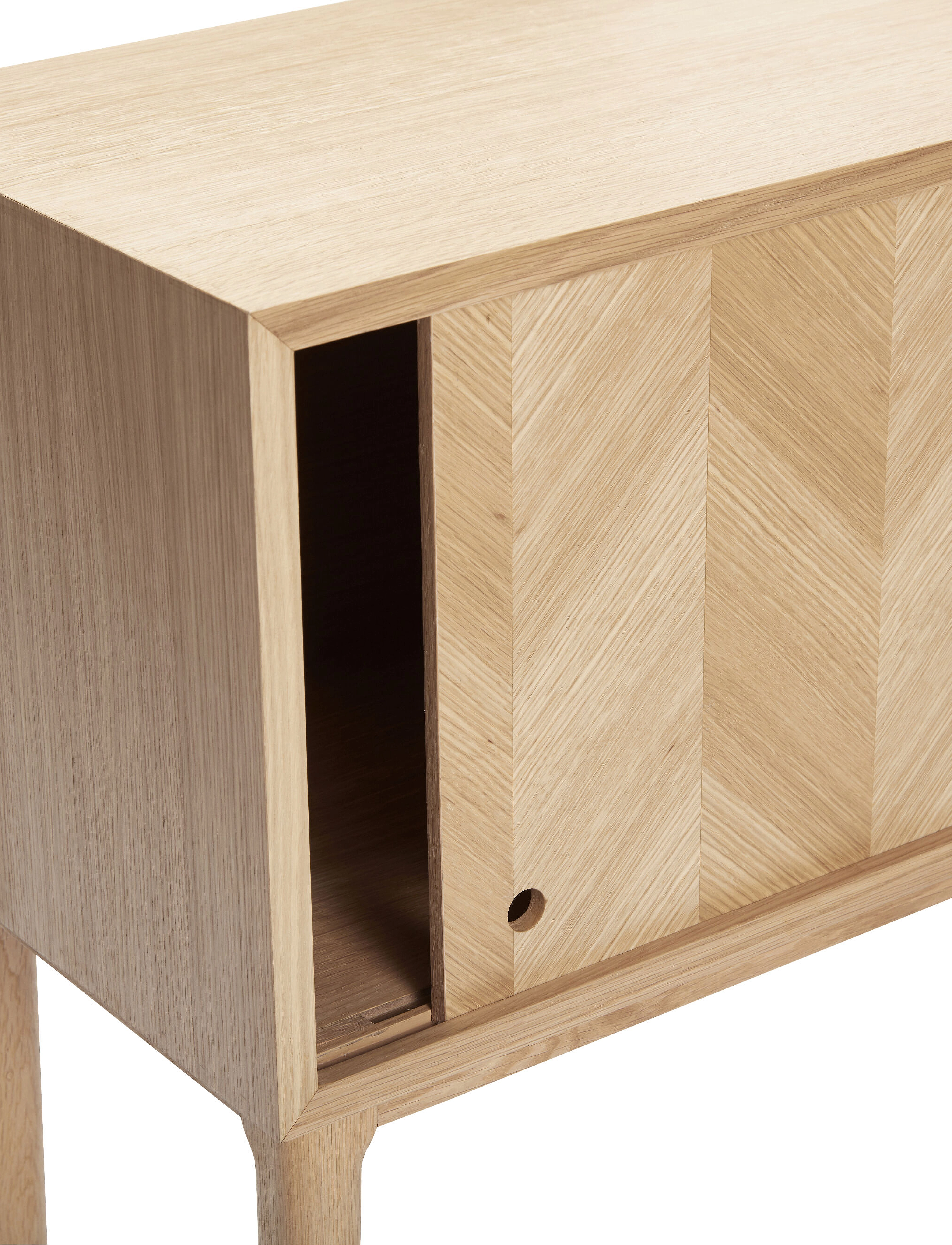 Hübsch - Herringbone Console Table Sliding Doors Natural - natural - 2