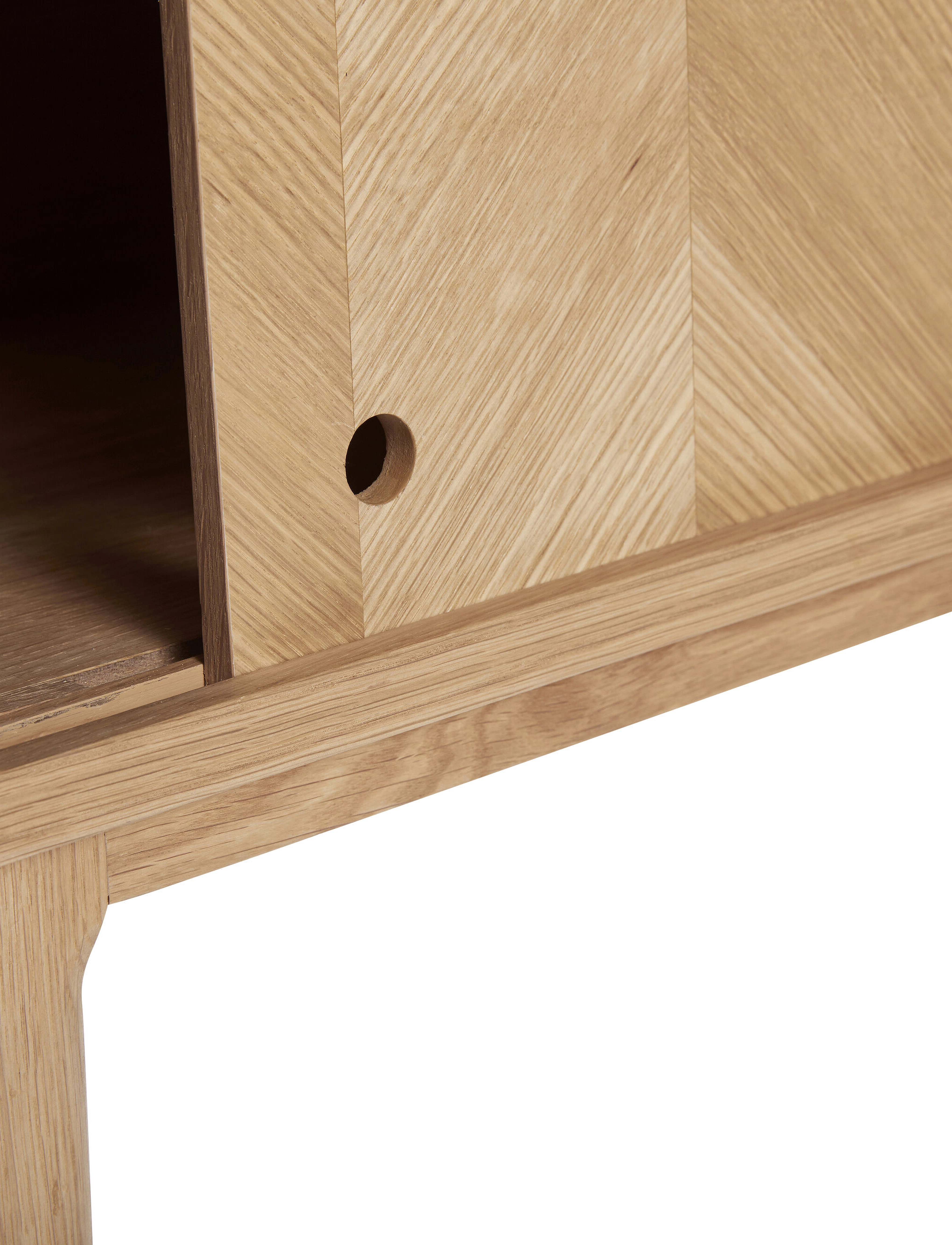 Hübsch - Herringbone Console Table Sliding Doors Natural - natural - 3