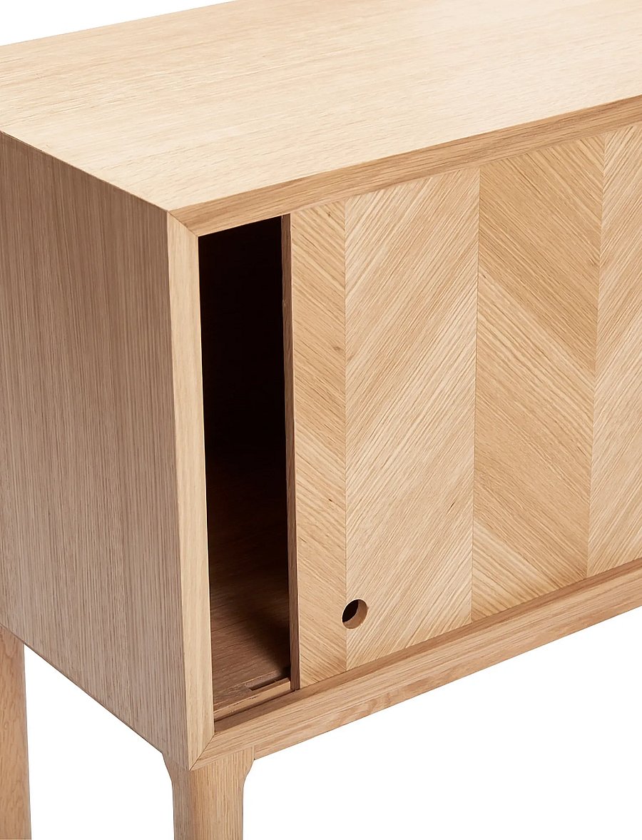 Hübsch - Herringbone Console Table Sliding Doors Natural - natural - 2