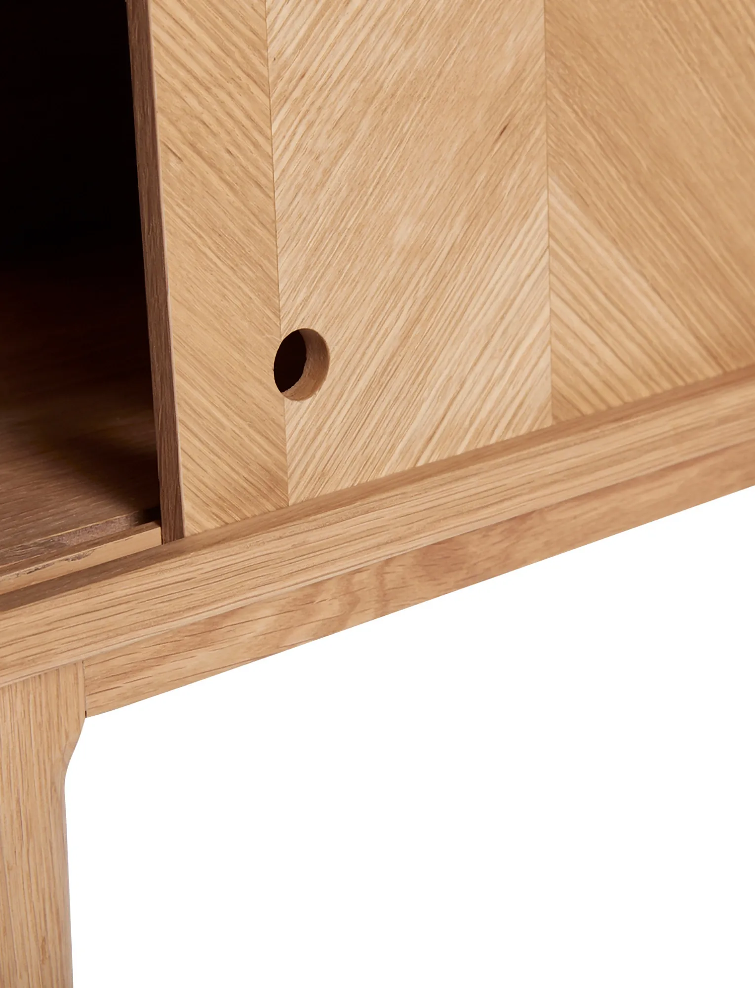 Hübsch - Herringbone Console Table Sliding Doors Natural - skåp - natural - 3