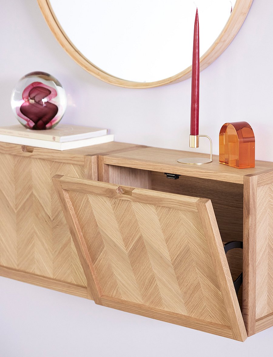 Hübsch - Herringbone Shoe Cabinet - jalatsiriiulid ja kingaalused - nature - 0