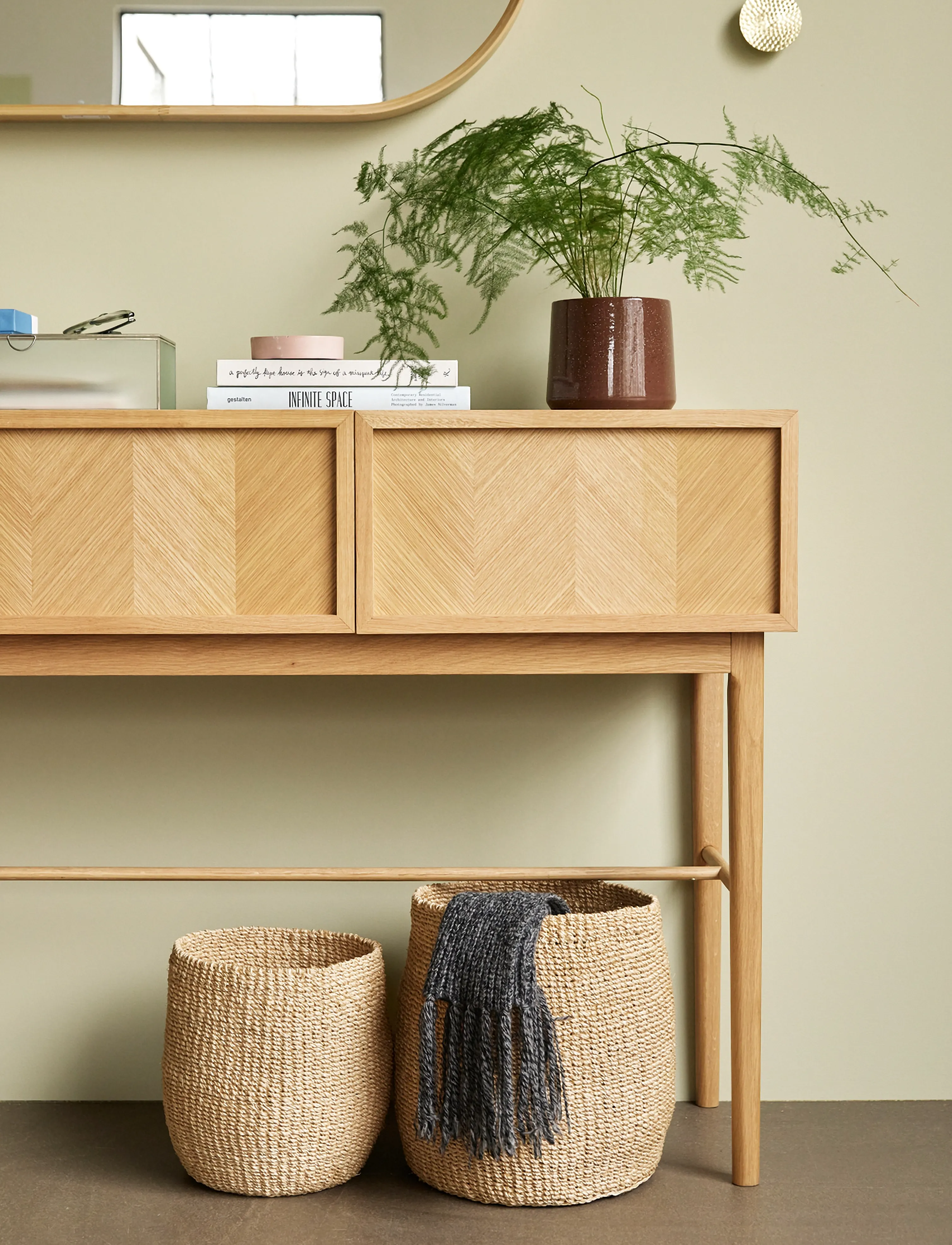 Hübsch - Herringbone Console Table Drawers Natural - skrivbord - natural - 4