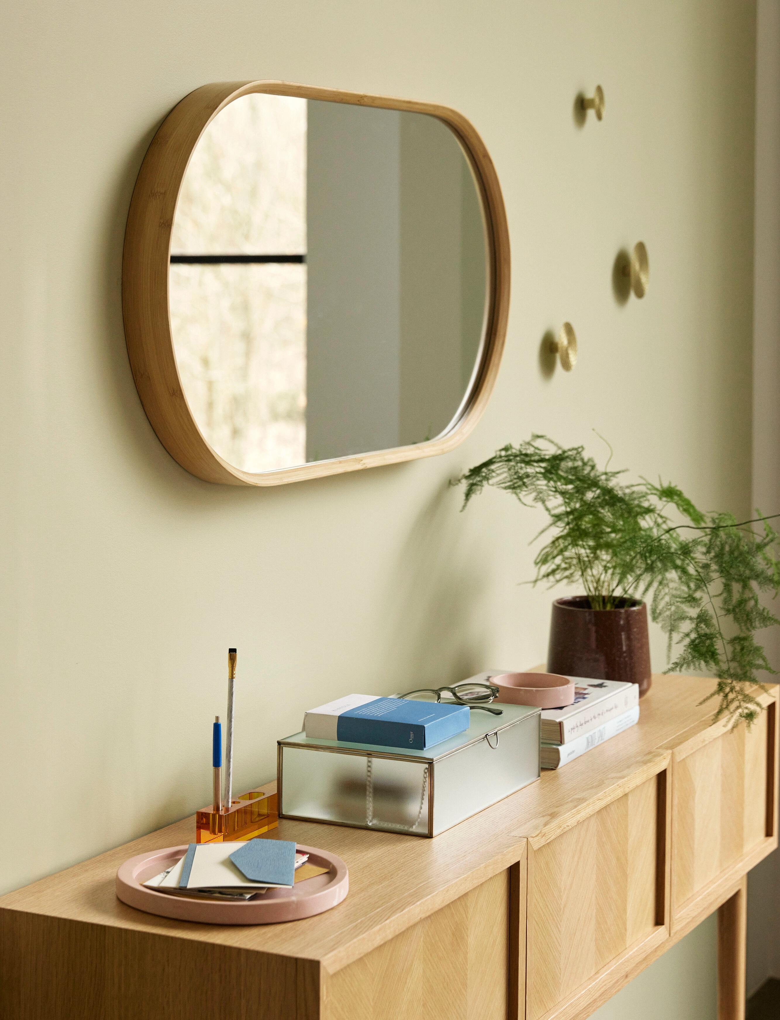 Hübsch - Herringbone Console Table Drawers Natural - skabe - natural - 5