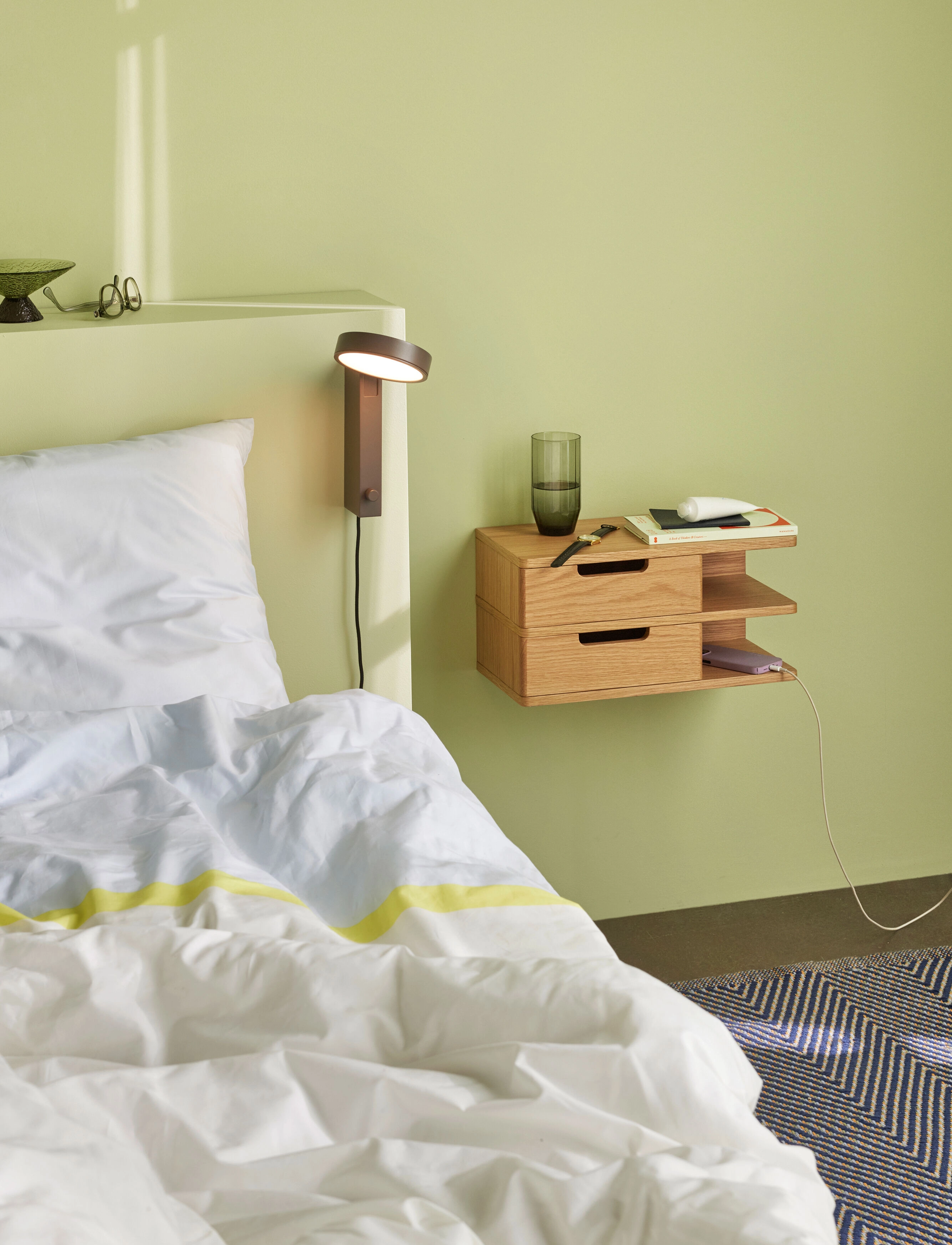 Hübsch Open Væghylde/Sengebord, 40X 20X 20 cm, Tables, Beige - Side Tables & Small Homeware