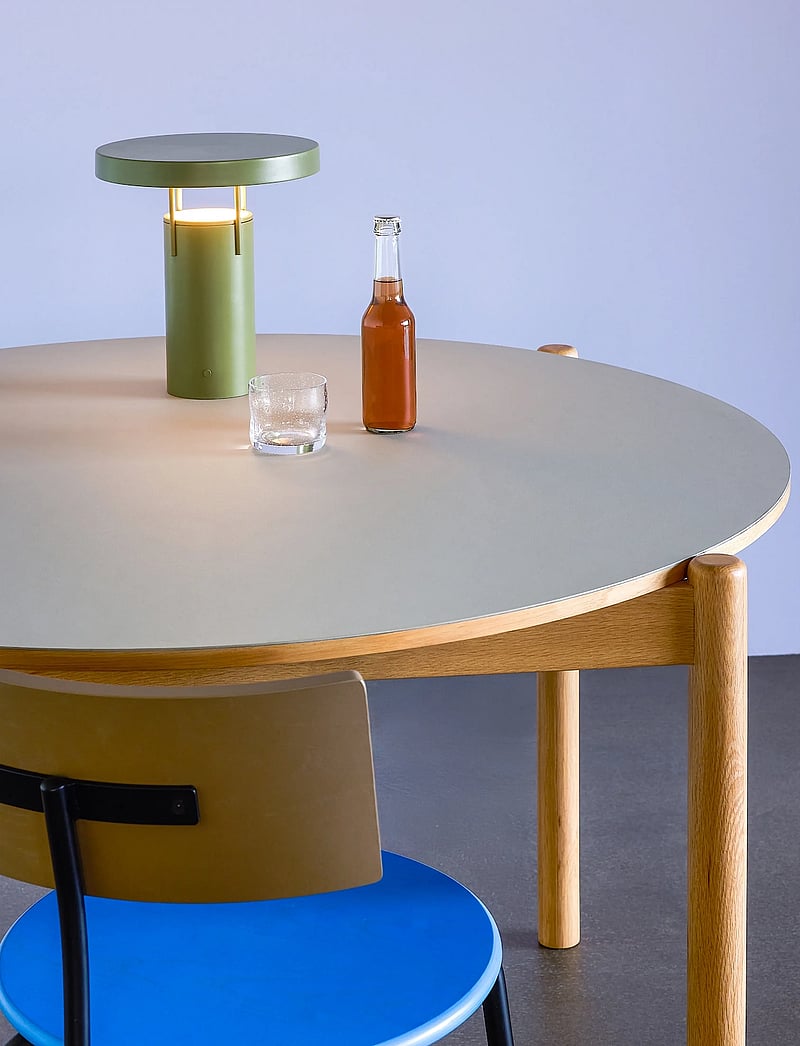 Hübsch - Oblique Dining Table Round Grey - matbord - grey,natural - 1