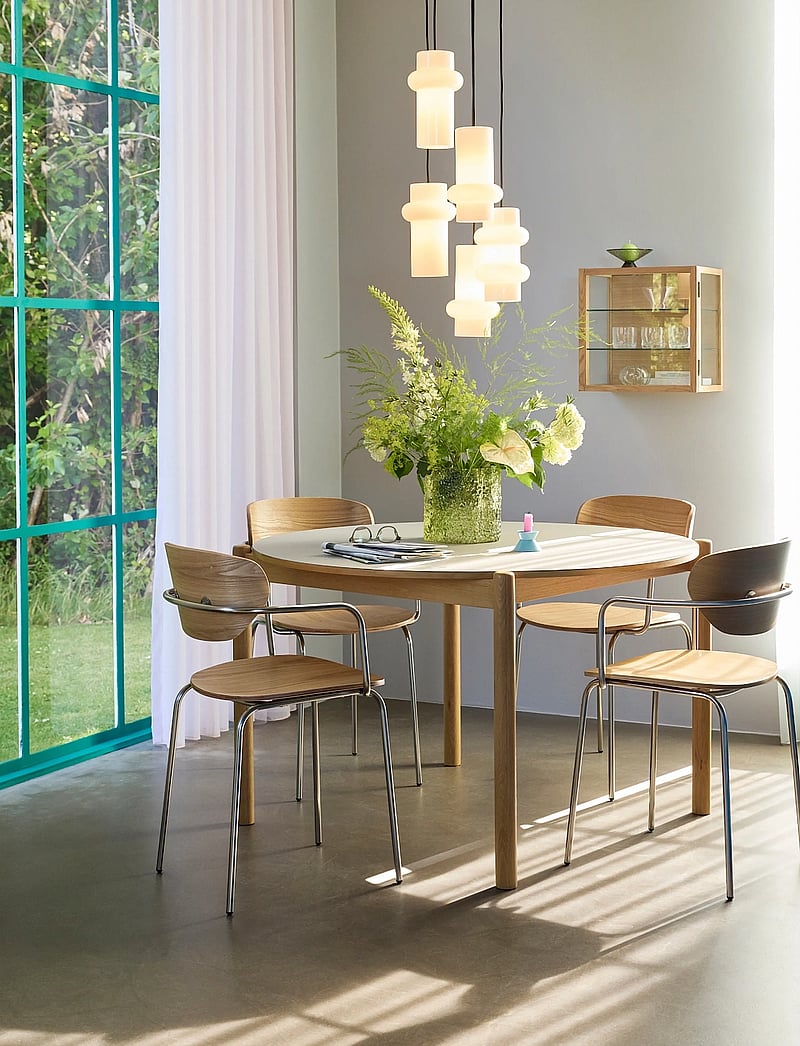 Hübsch - Oblique Dining Table Round Grey - matbord - grey,natural - 5