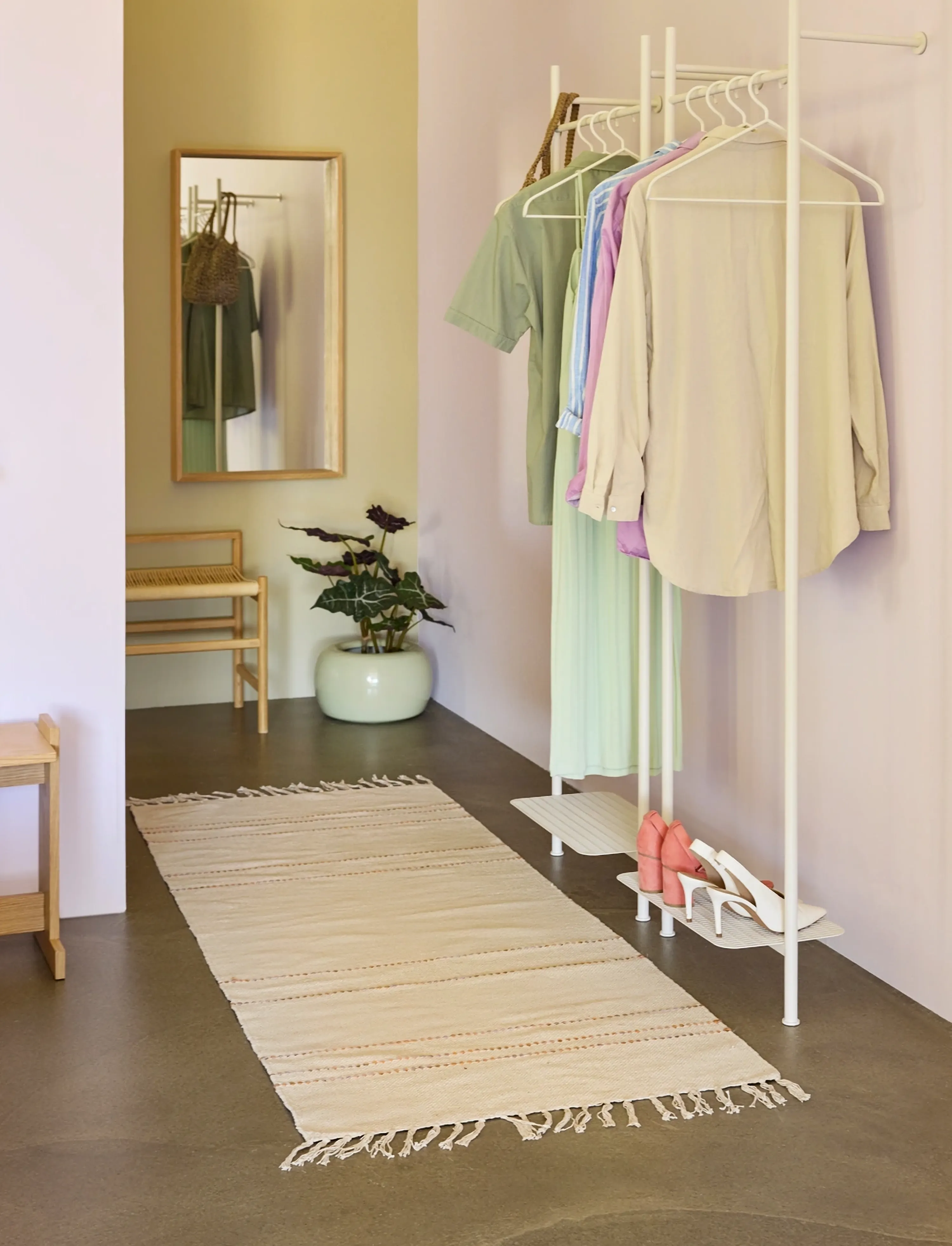 Hübsch Still Mirror Natural, 53X10X103 cm, Beige, Spejle > Vægspejle, Unisex