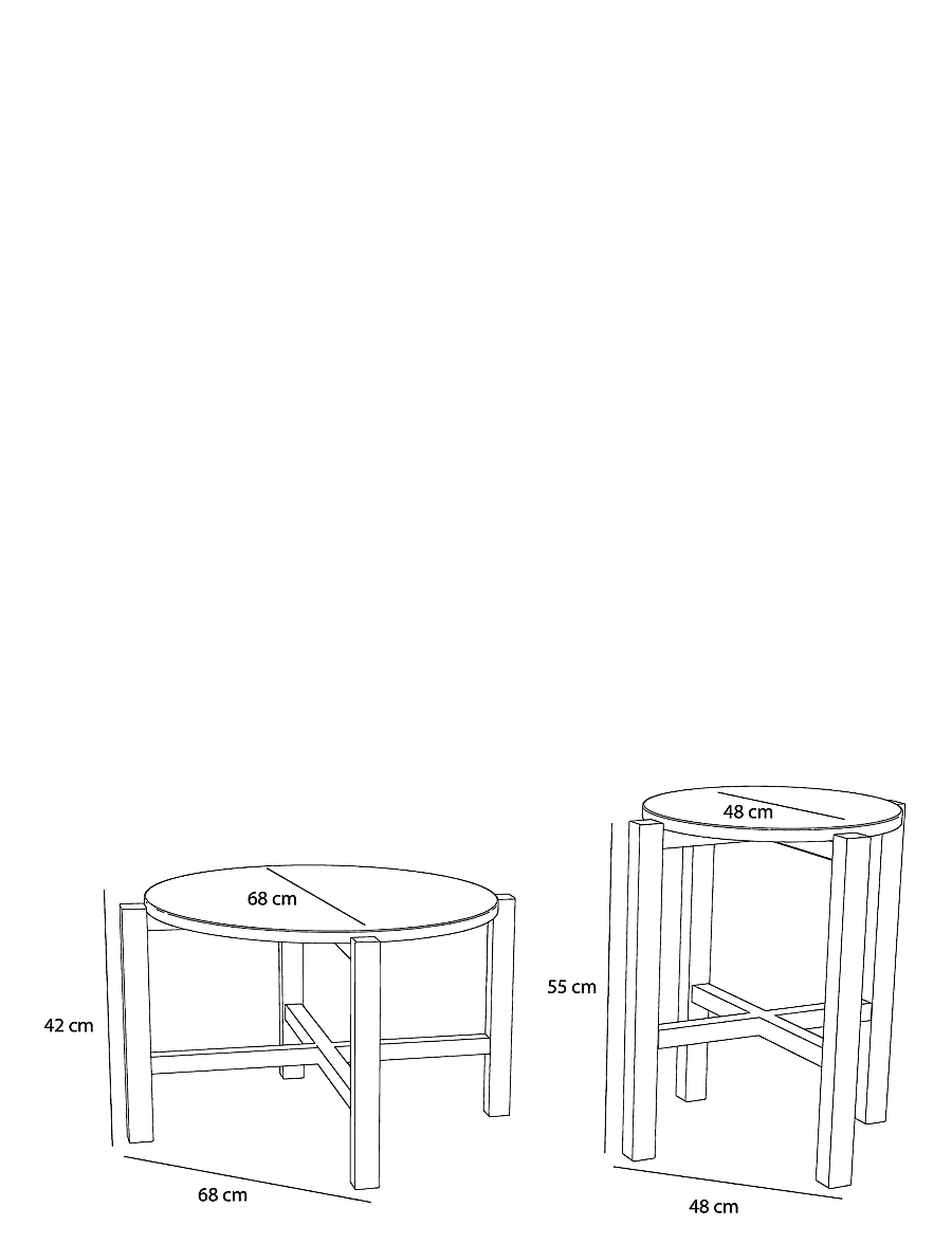 Hübsch - Four Coffee Table Natural (set of 2) - couchtische - natural - 3