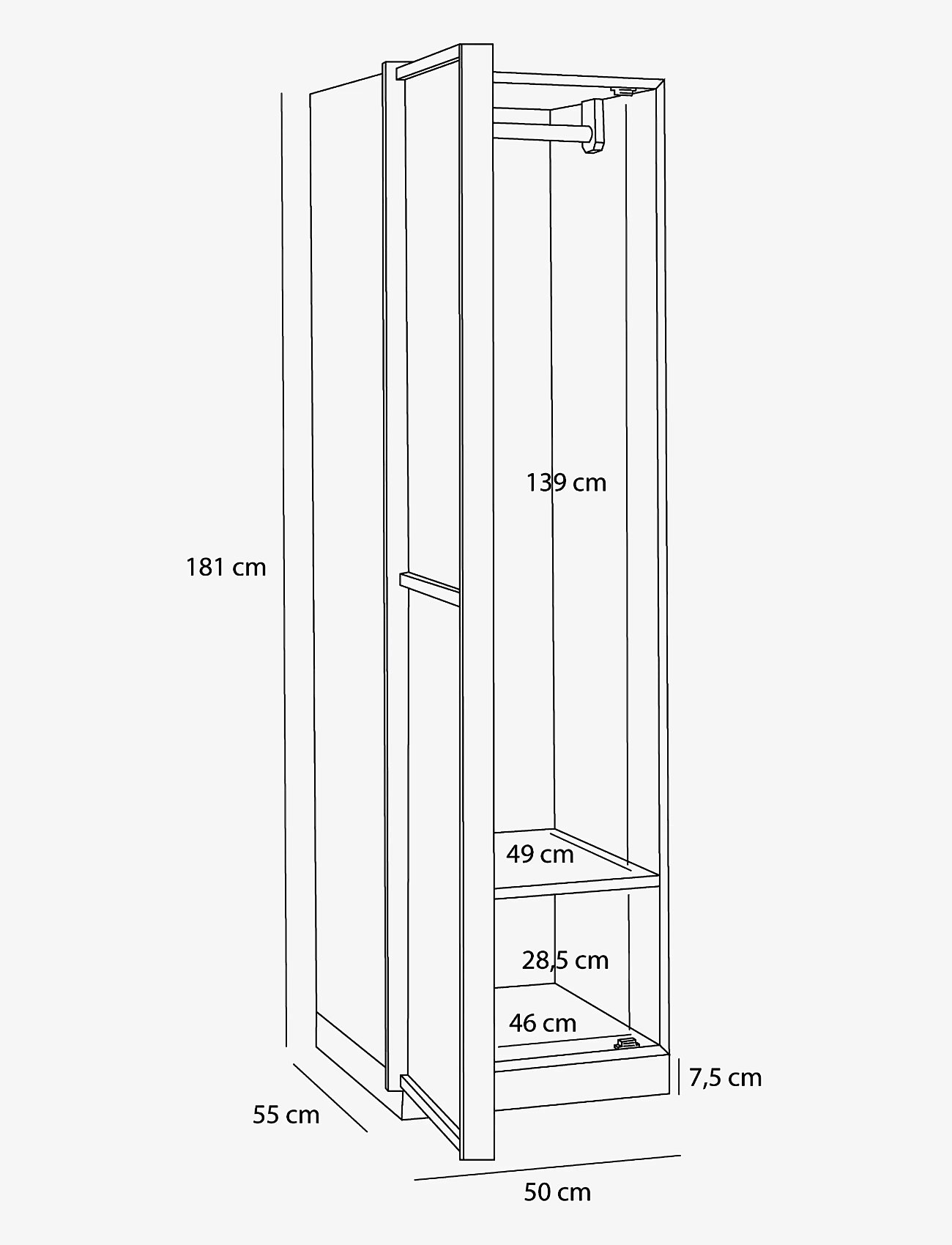 Hübsch - Kura Wardrobe Small Natural - natural - 4