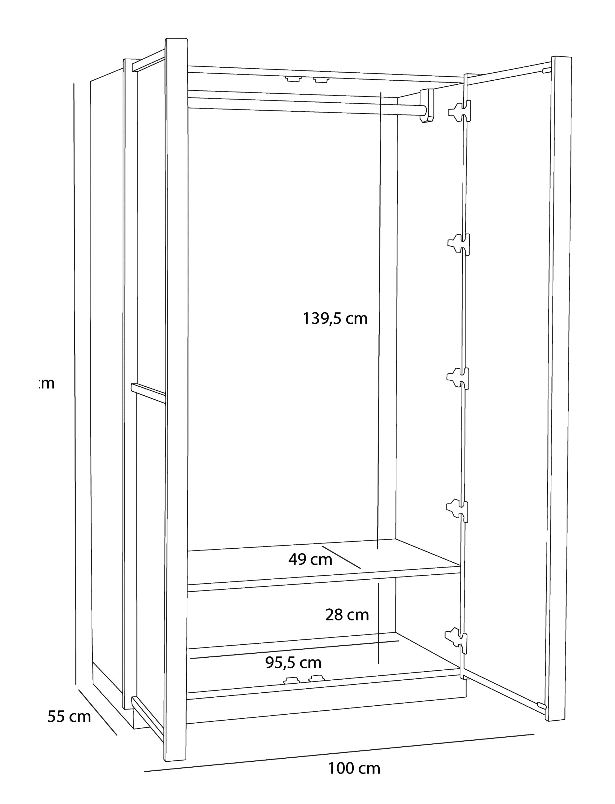 Hübsch - Kura Wardrobe Large Natural - skåp - natural - 4