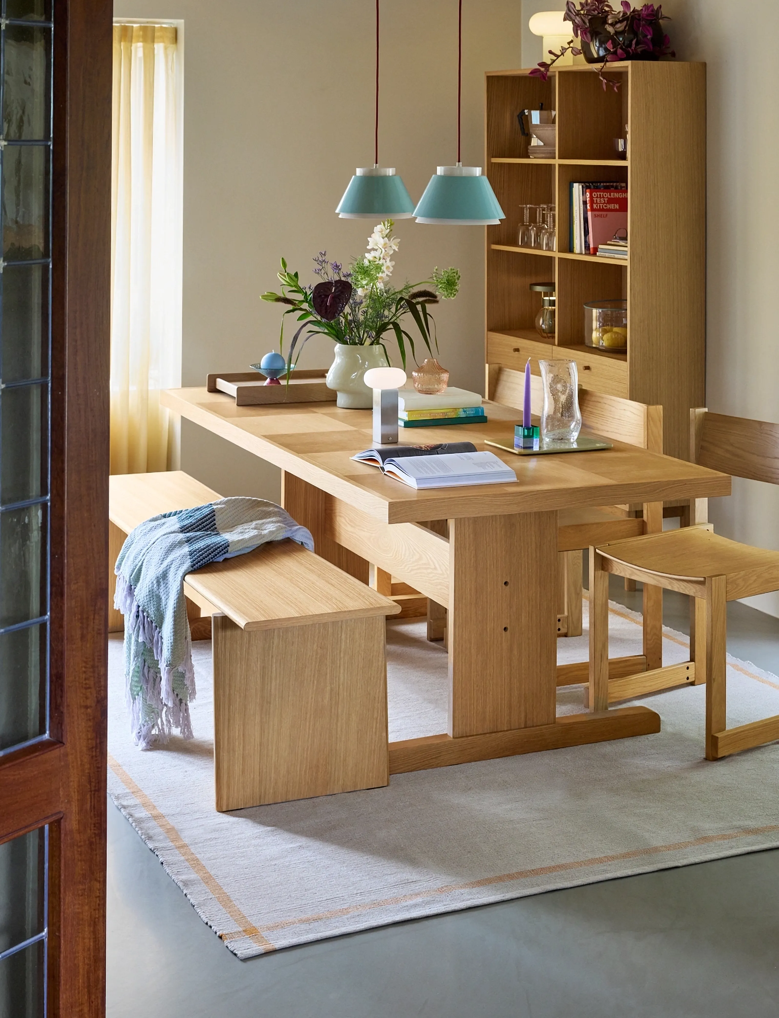 Hübsch Skak Dining Table Natural, 195X95X74 cm, Beige, Borde > Spiseborde, Unisex