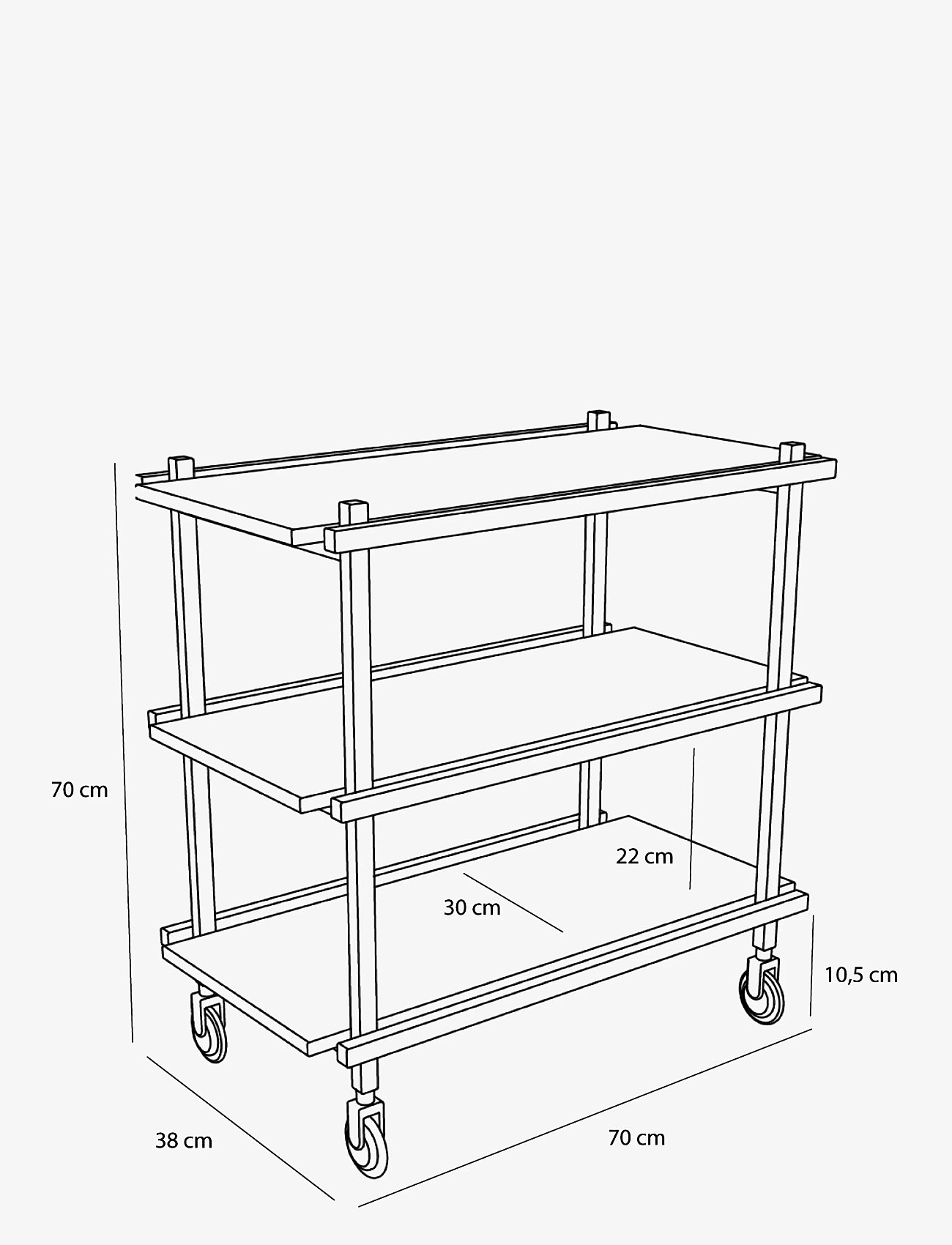 Hübsch - Crayon Trolley Natural - natural - 3