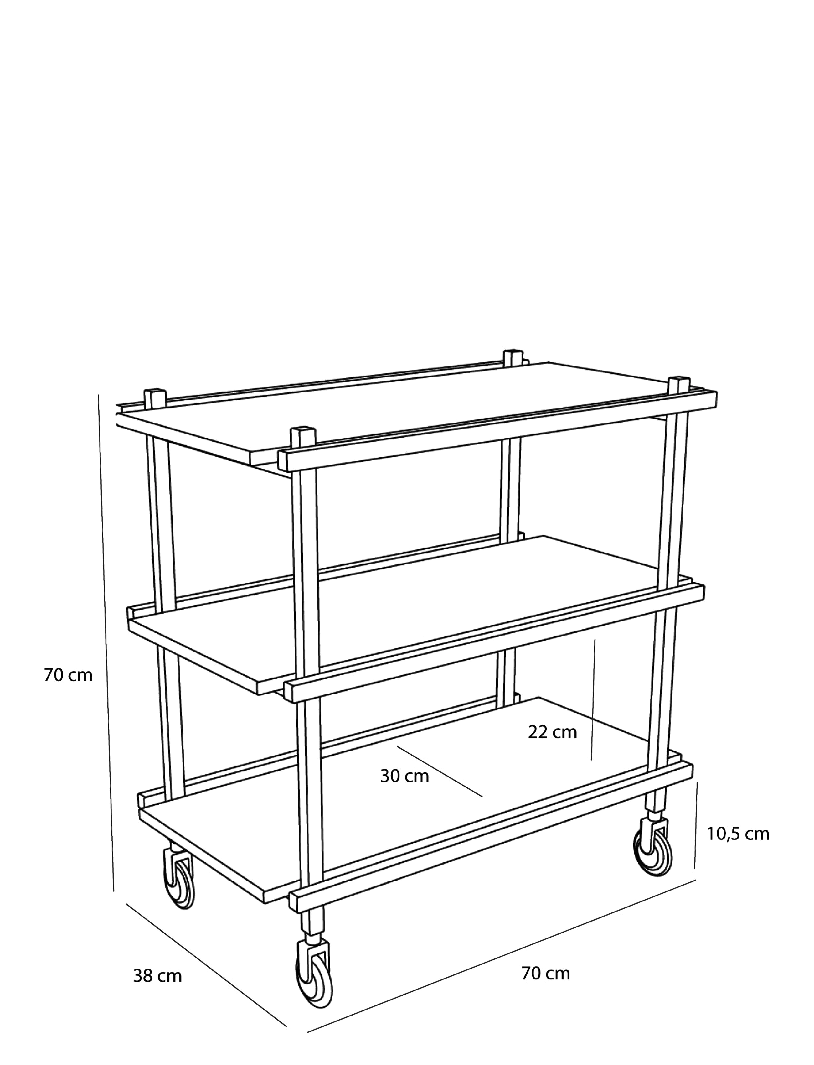 Hübsch - Crayon Trolley Natural - wózki na kółkach - natural - 3