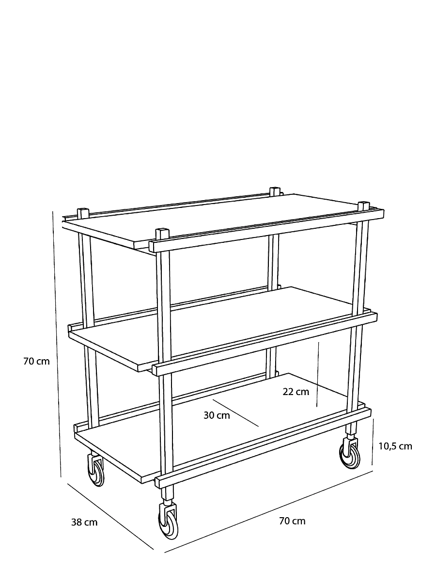 Hübsch - Crayon Trolley Natural - riiulkärud - natural - 3