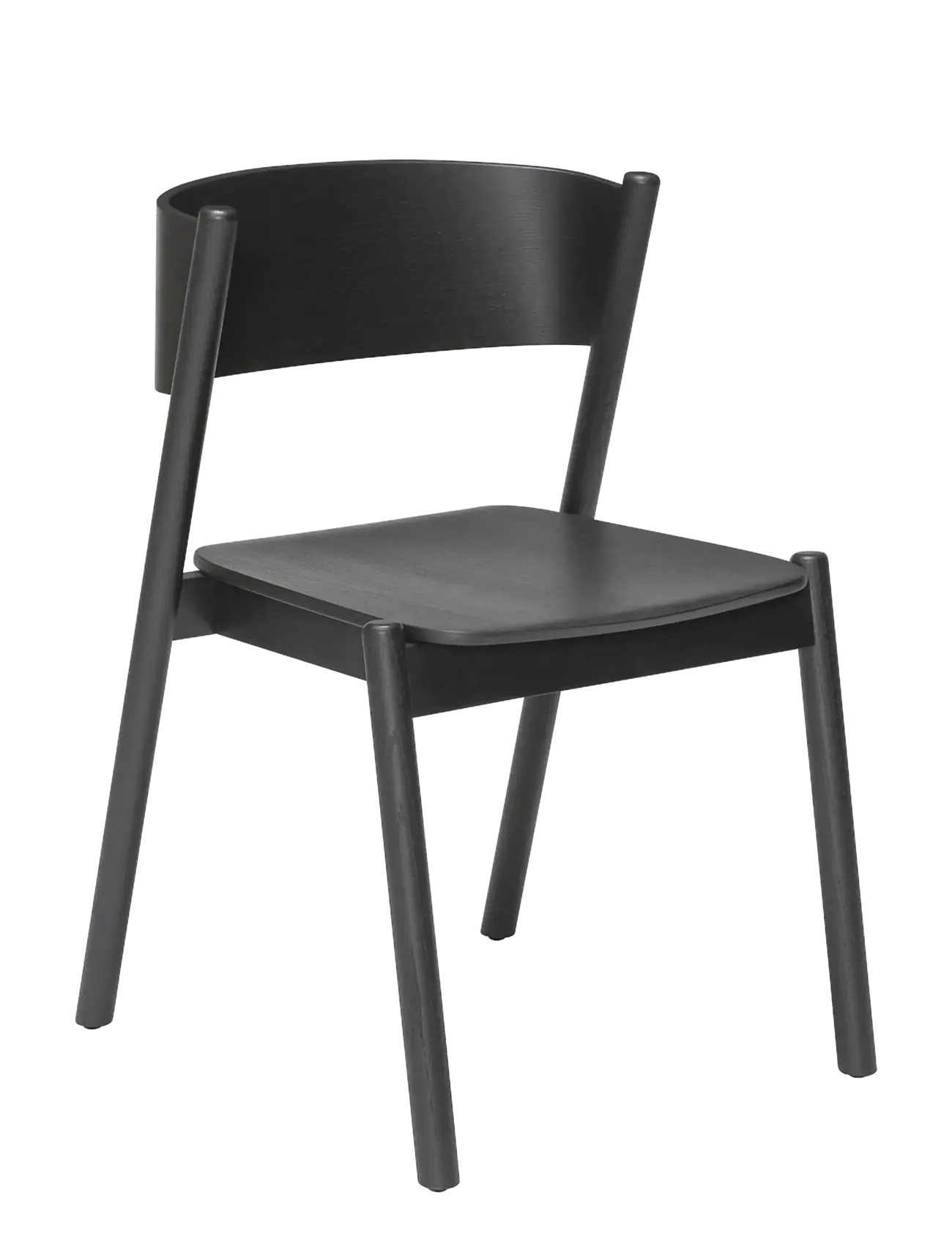 Hübsch Oblique Dining Chair, Stol, Sort, Str: 55X51XH80CM