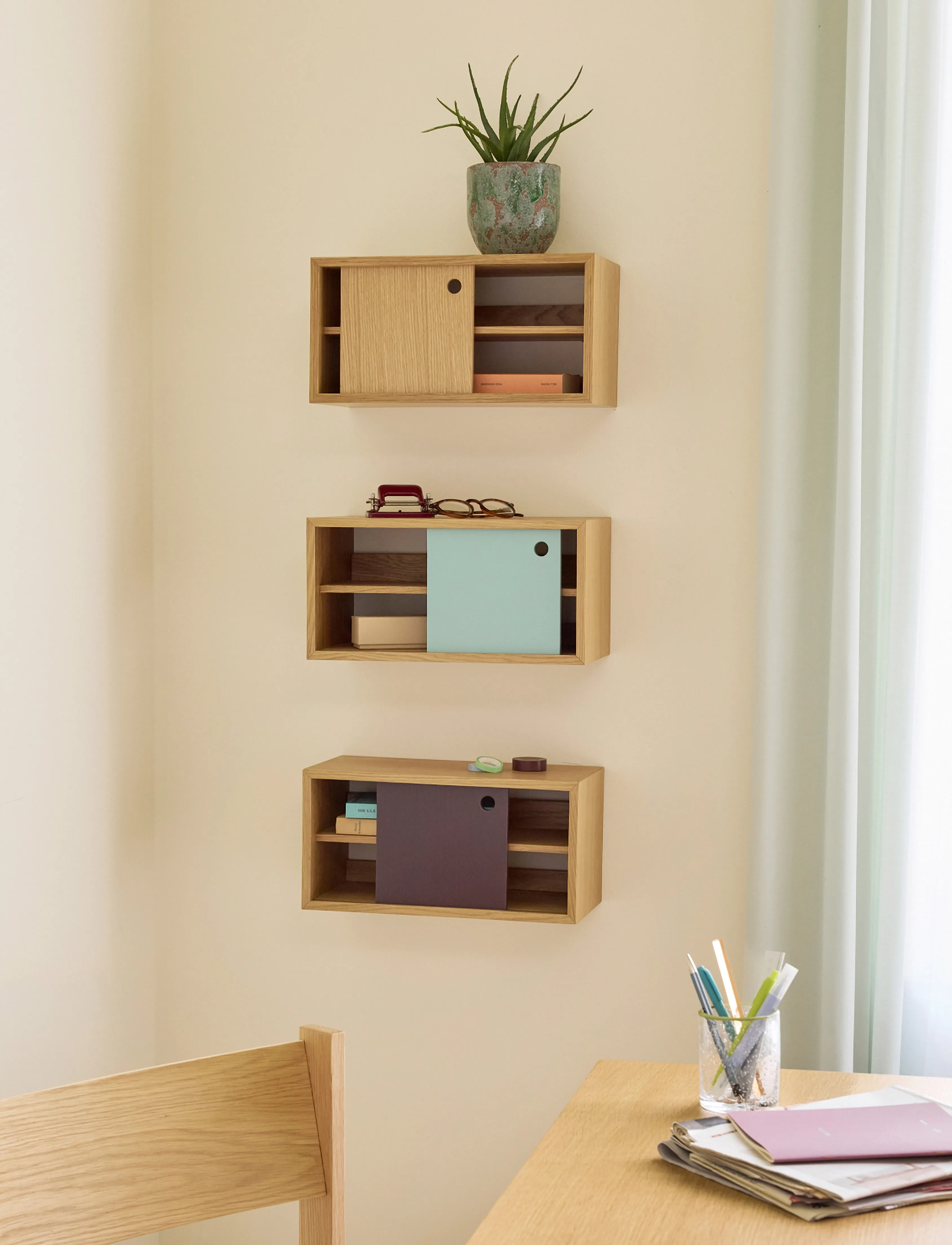 Hübsch - Slide Shelf Blue - blue,natural - 0