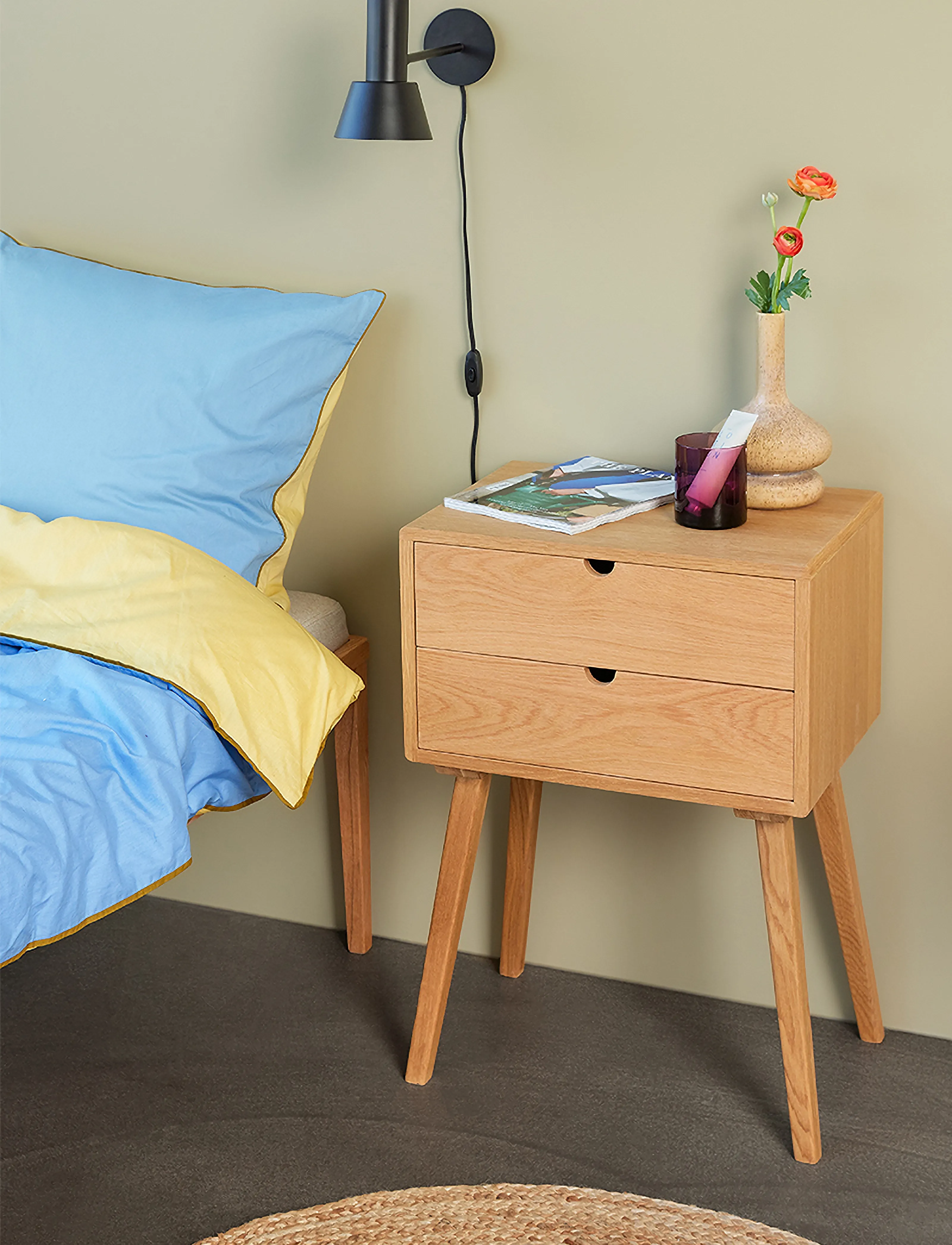 Hübsch - Hide Bedside Table - natural - 1