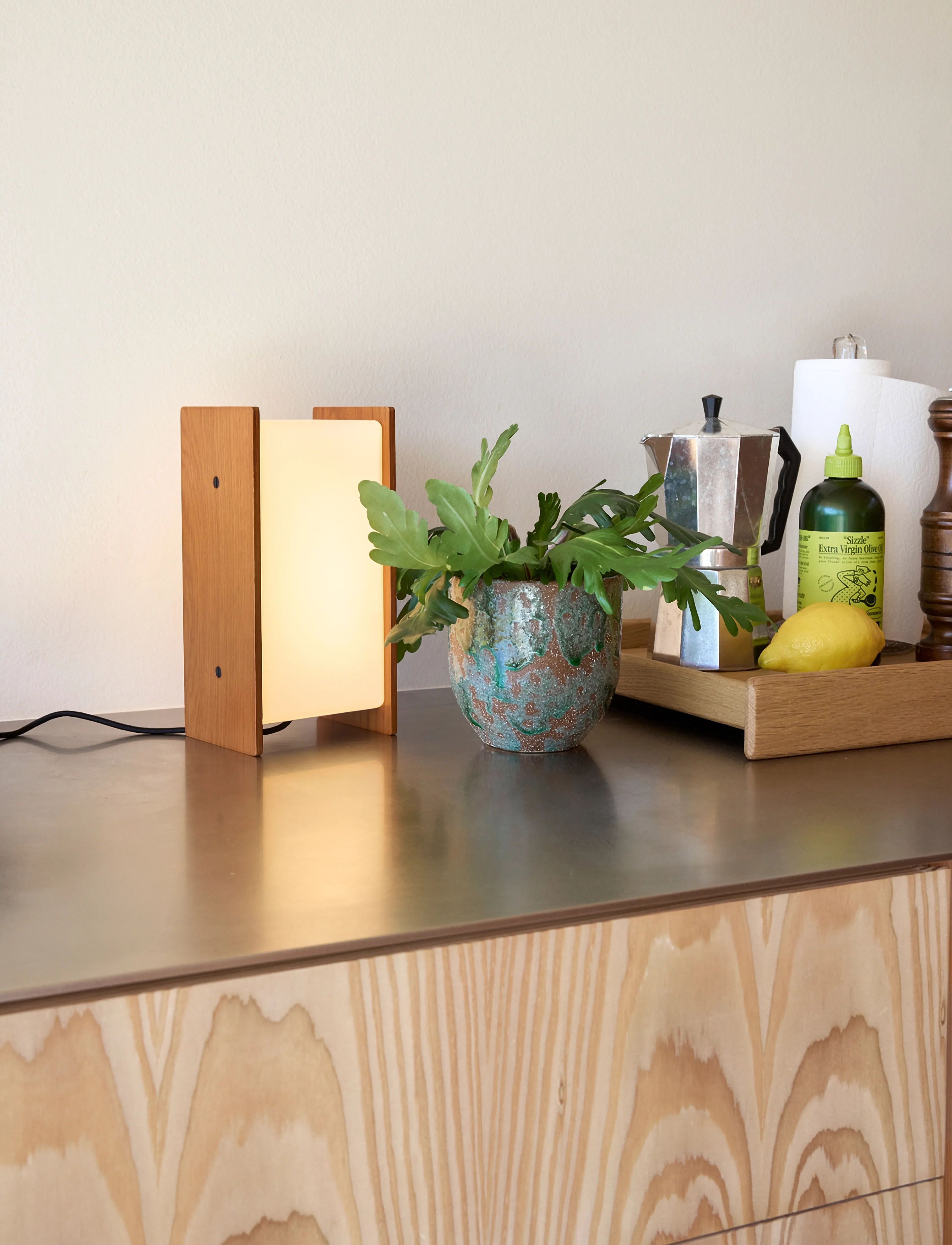 Hübsch - Sabi Table Lamp Oak - natural,white - 4