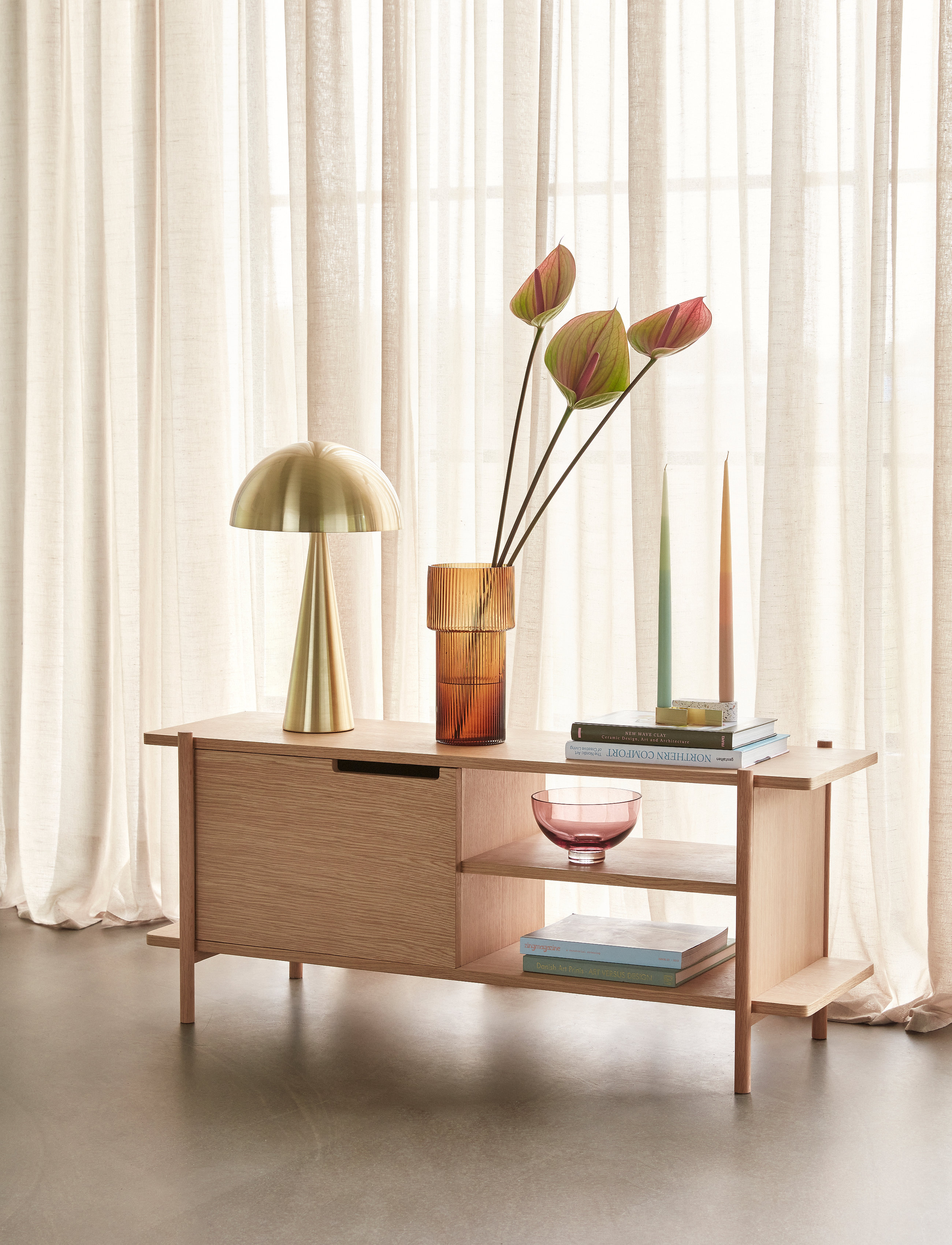 Hübsch Mush Bordlampe, H50 cm, Lamps, Gold - Table Homeware