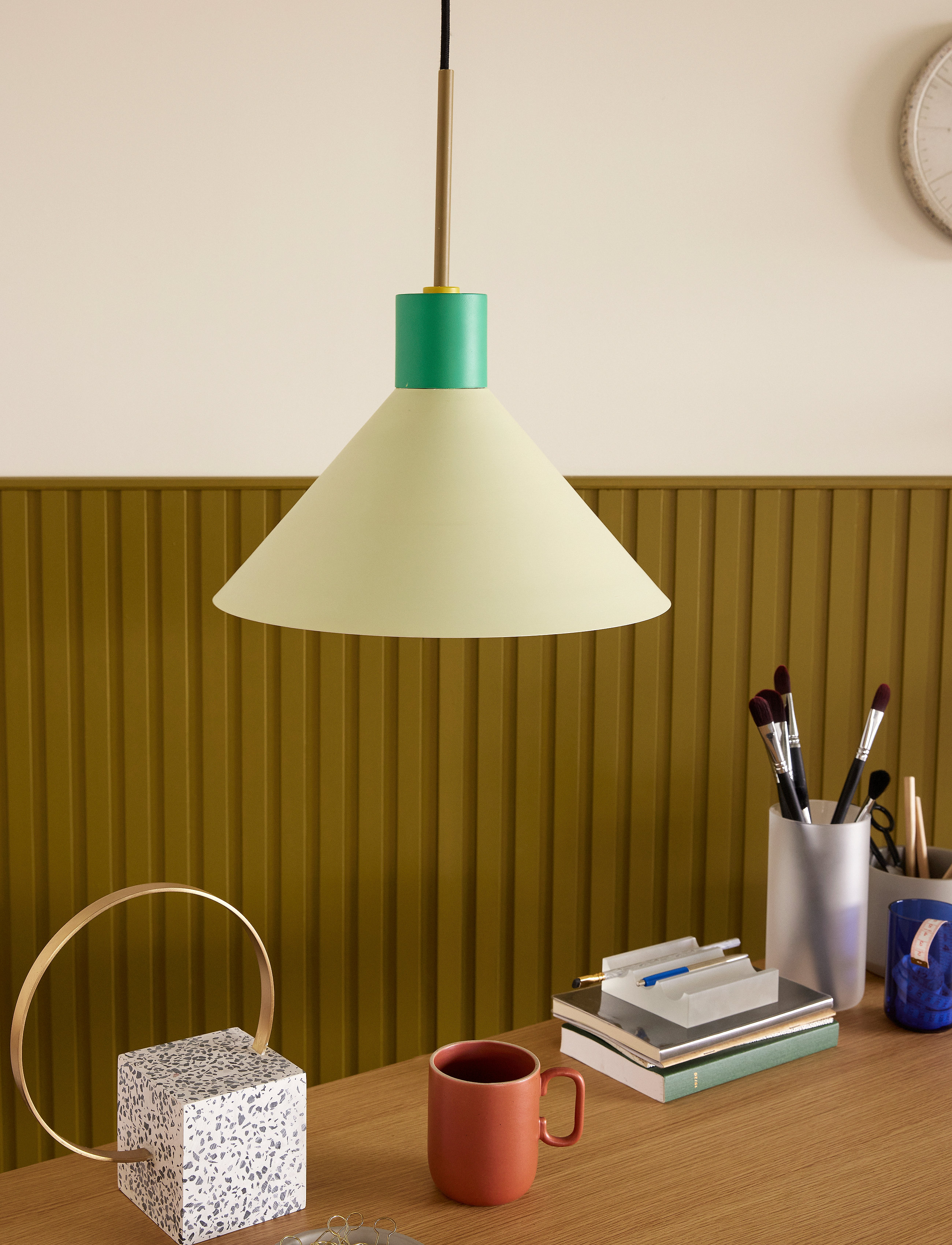 Hübsch - Crayon Lamp - rippvalgustid - green/brown - 3