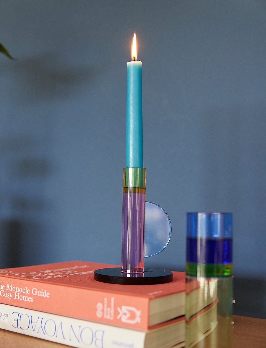 Hübsch - Astro Tealight Holder - teeküünlahoidjad - pink/yellow/green/blue - 2
