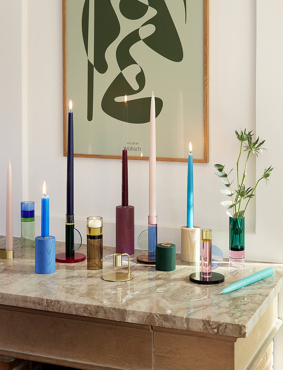 Hübsch - Astro Tealight Holder - teeküünlahoidjad - pink/yellow/green/blue - 4