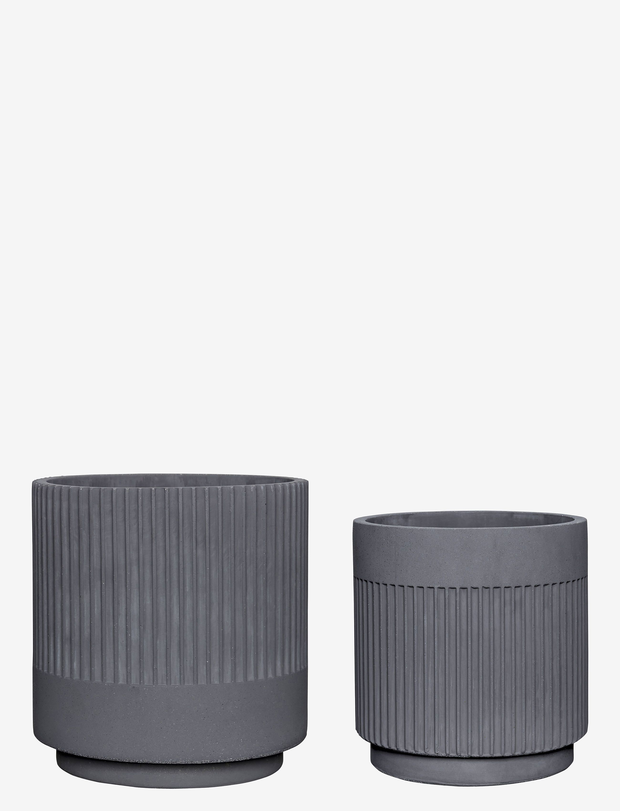 Hübsch Ripple Pots, Flower Pots, Grå, Str: ONE SIZE