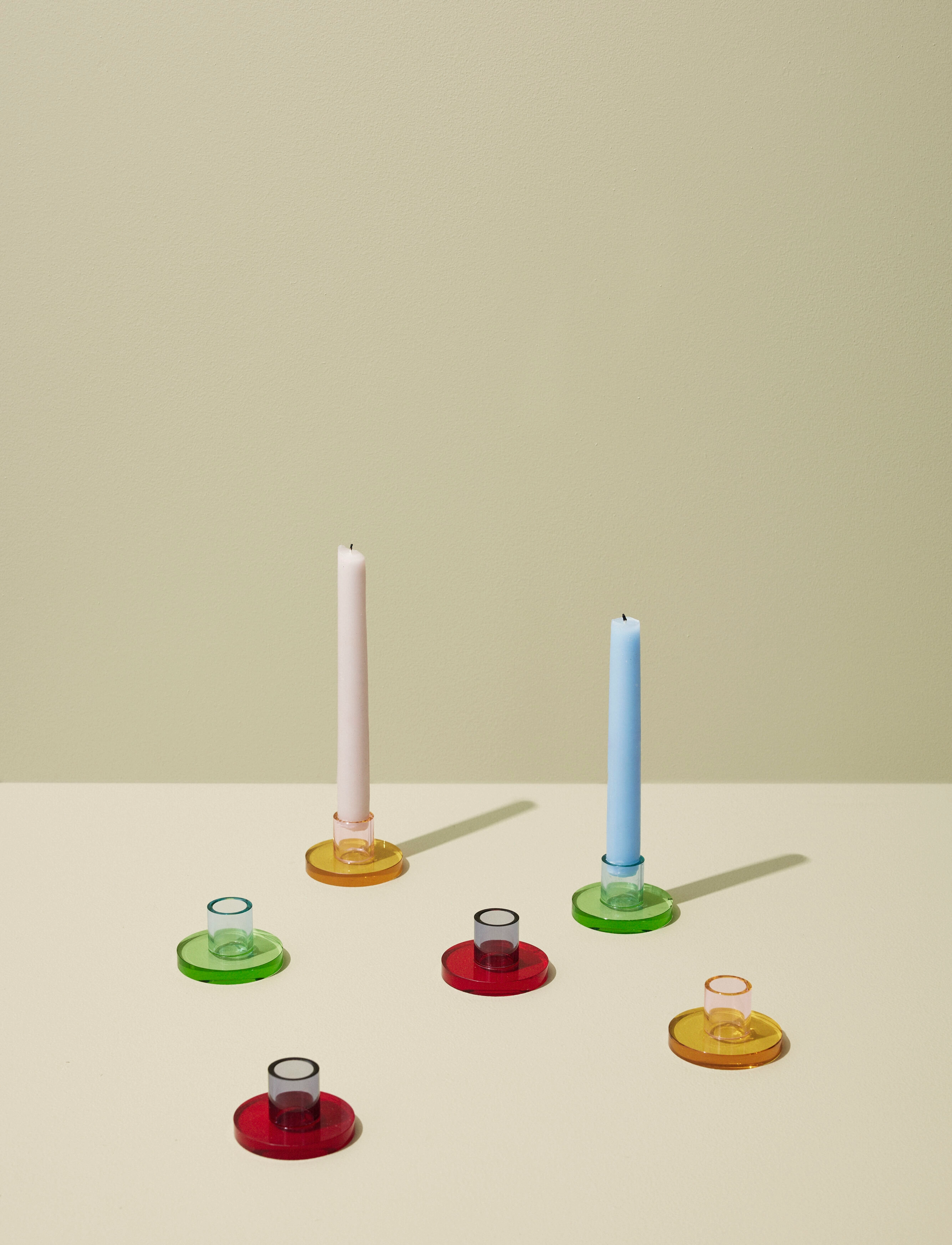 Hübsch - Astra Candleholder - kertastjakar - orange,pink - 5
