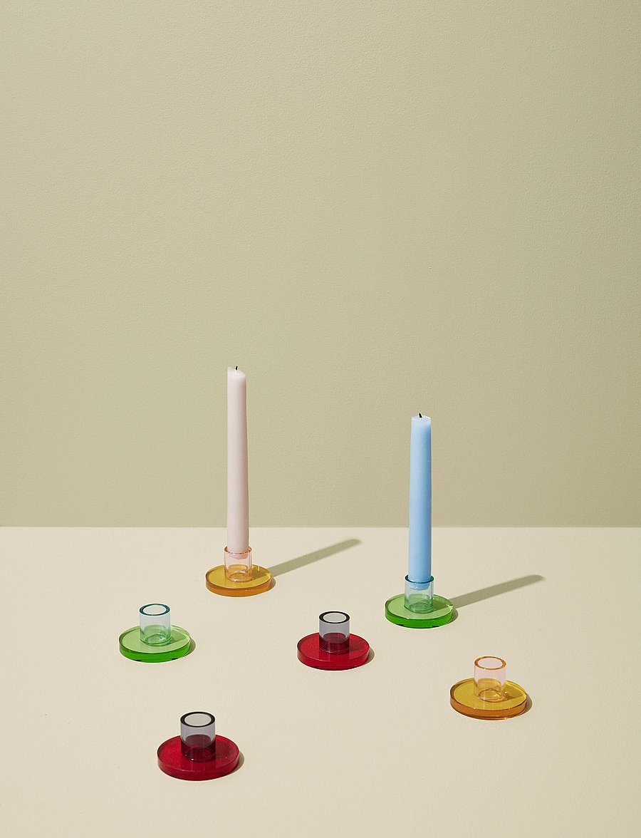 Hübsch - Astra Candleholder - kerzenständer - orange,pink - 5